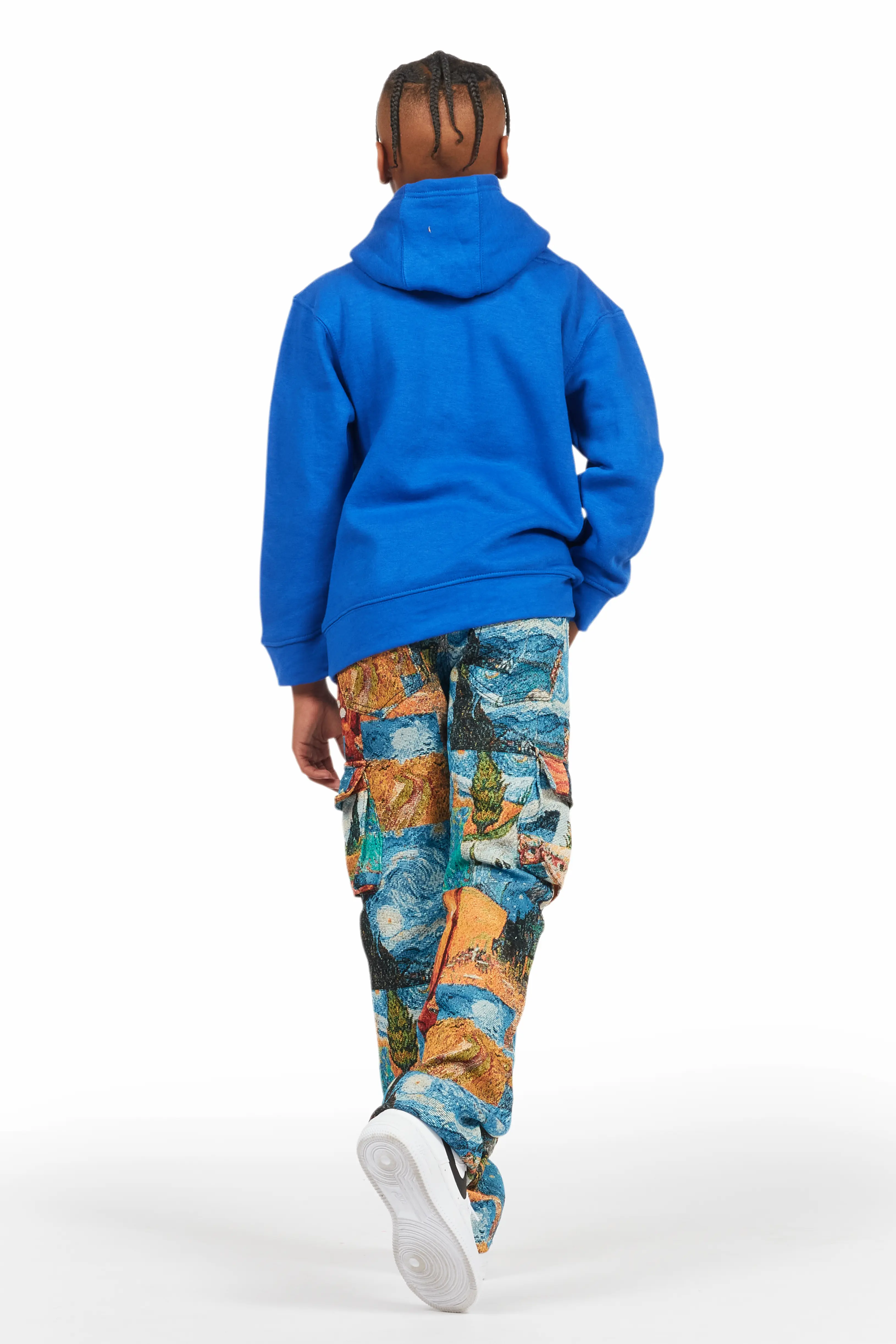 Boys Zaire Blue Multi Tapestry Stacked Flare Jean - Image 6