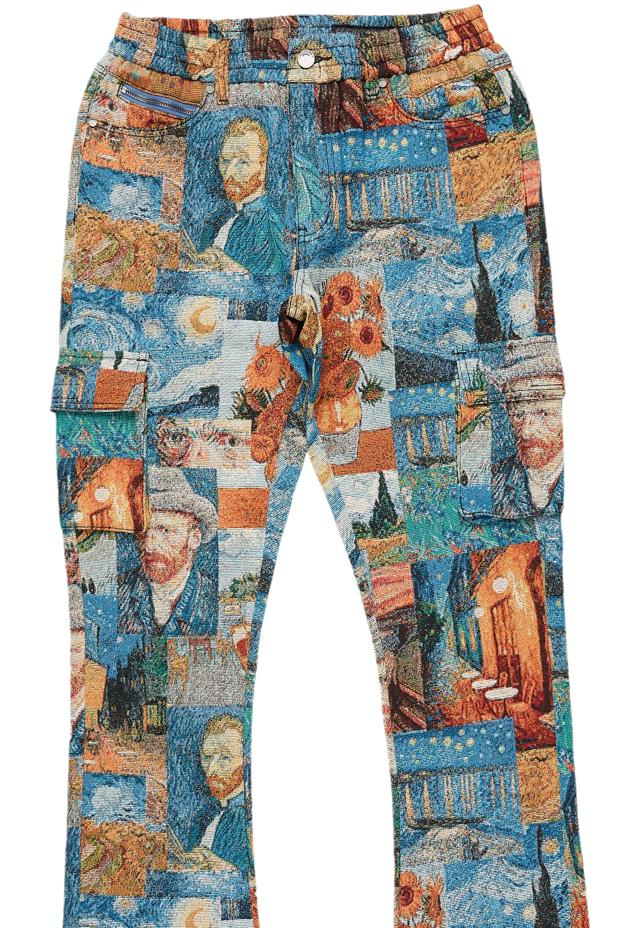 Boys Zaire Blue Multi Tapestry Stacked Flare Jean - Image 8
