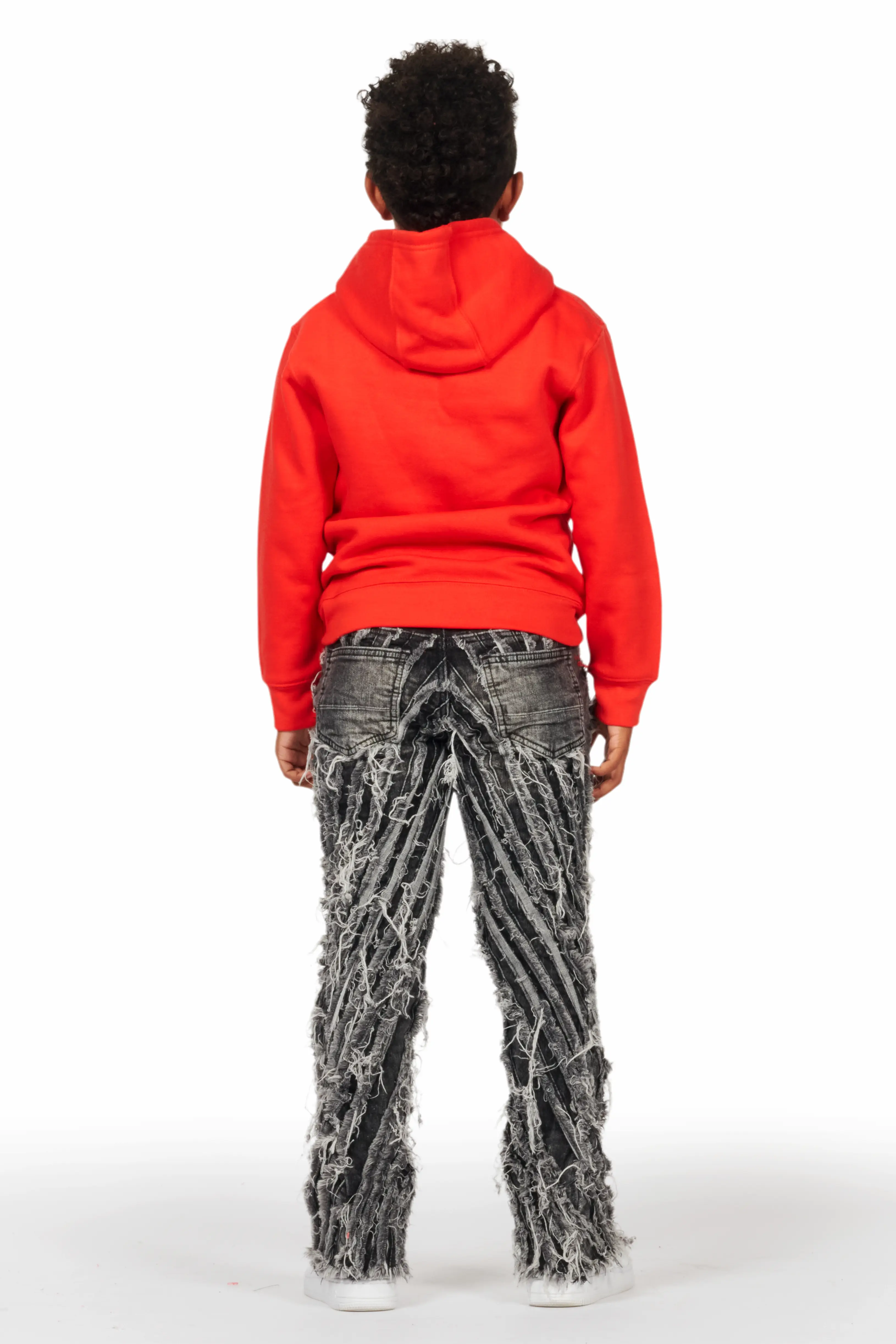 Boys Figg Dark Grey Stacked Flare Jean - Image 6