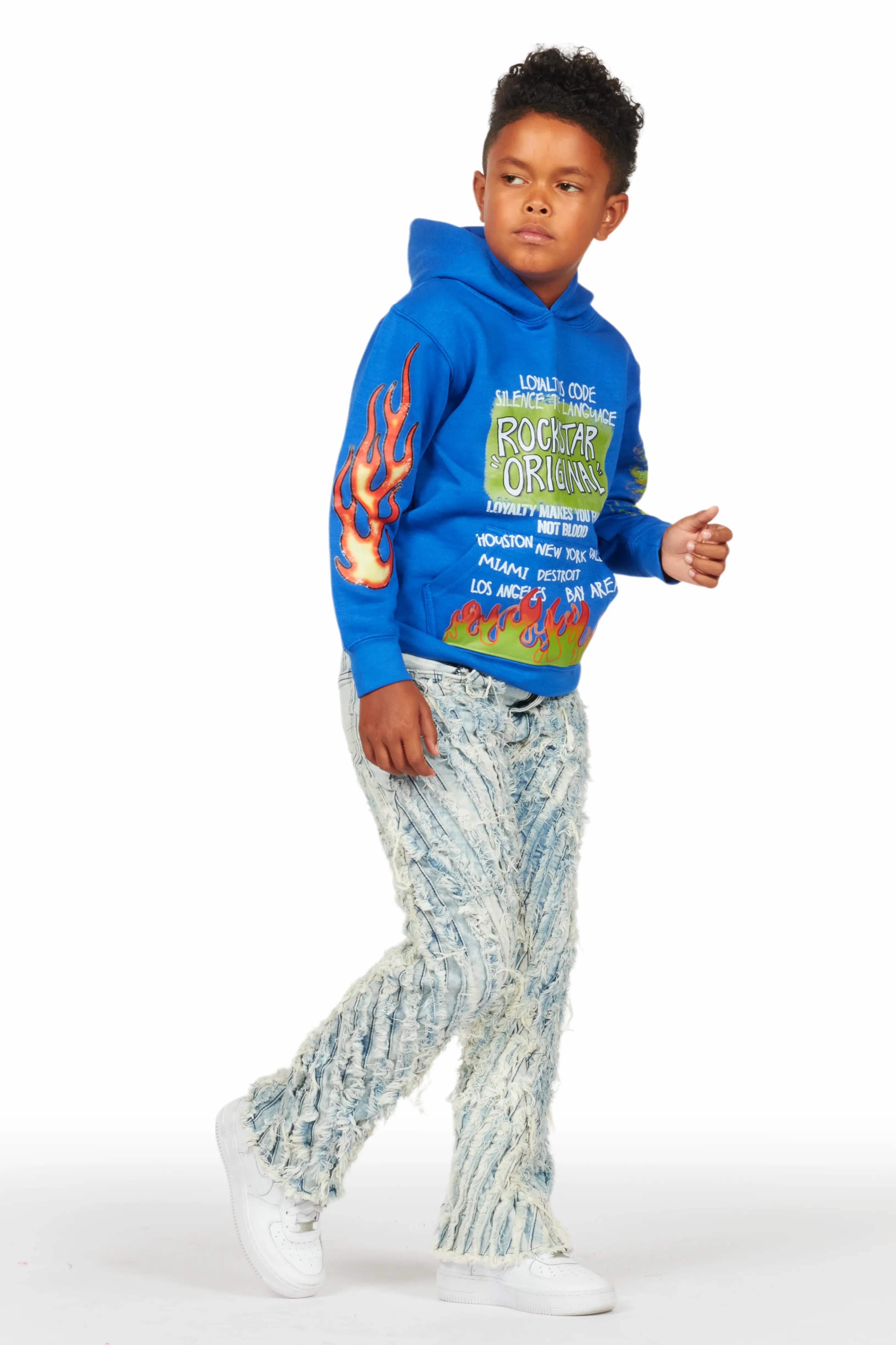 Boys Figg Light Blue Stacked Flare Jean - Image 5