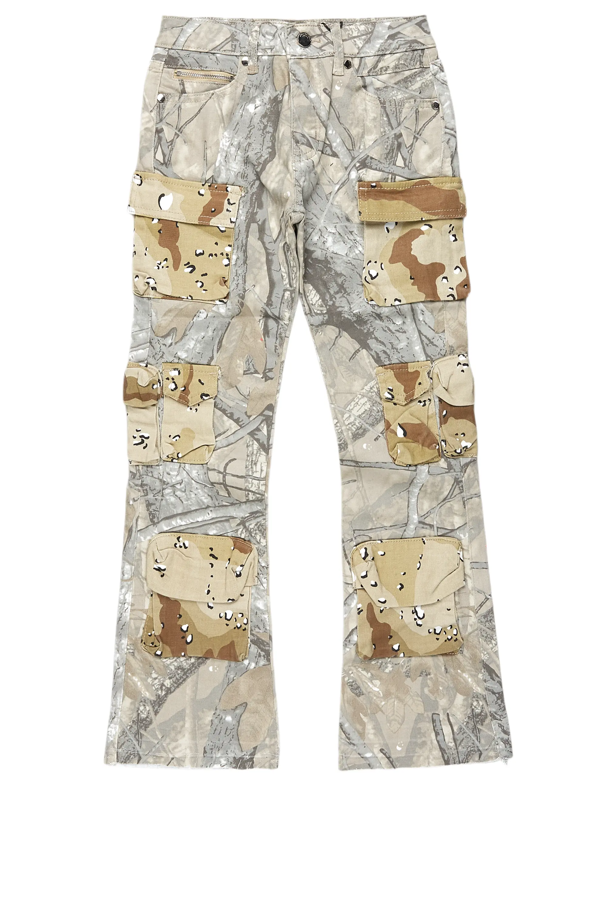 Boys Yves Tree Camo Stacked Flare Cargo Jean - Image 2