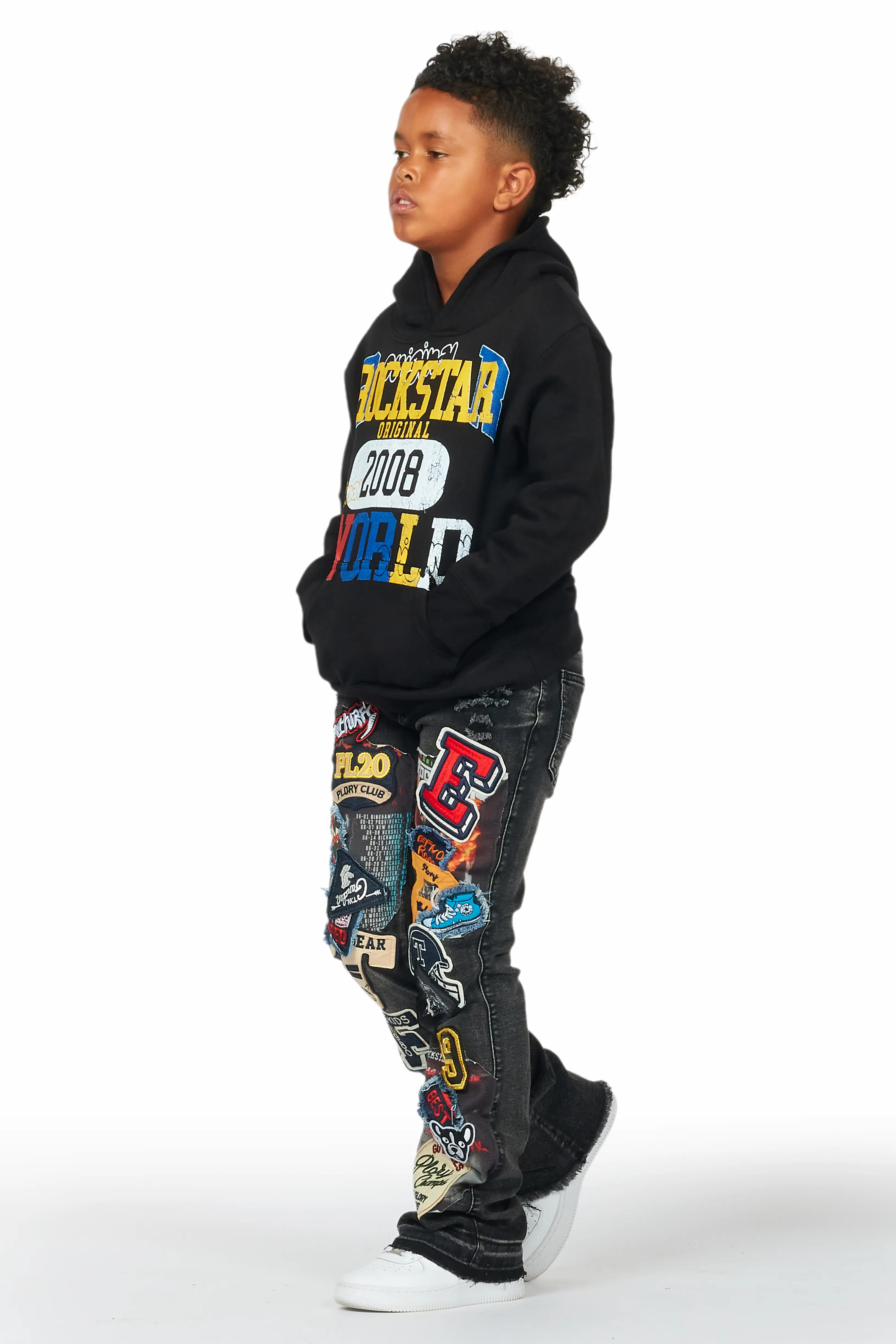 Boys Espen Black Stacked Flare Jean - Image 6