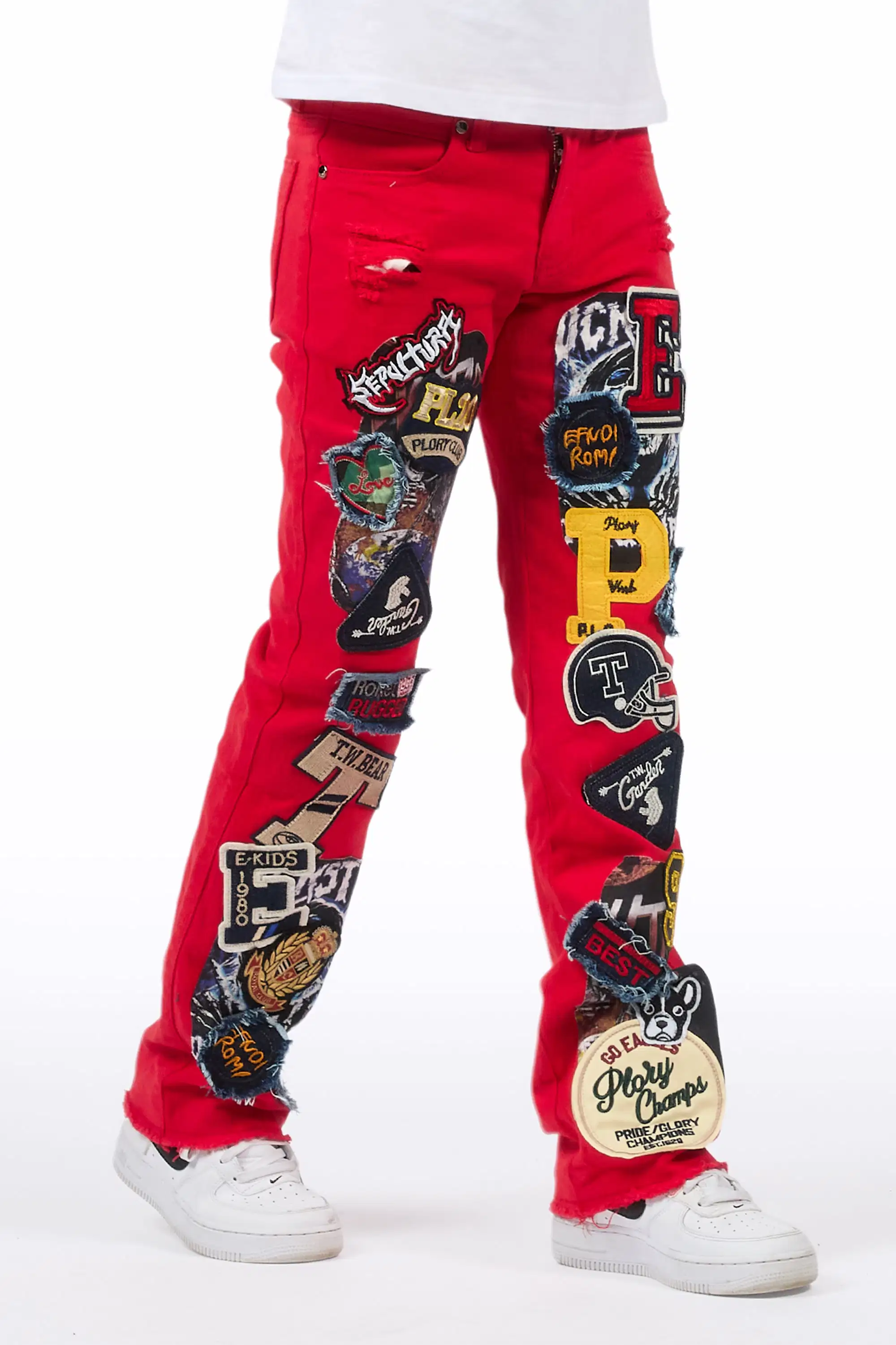 Boys Espen Red Stacked Flare Jean
