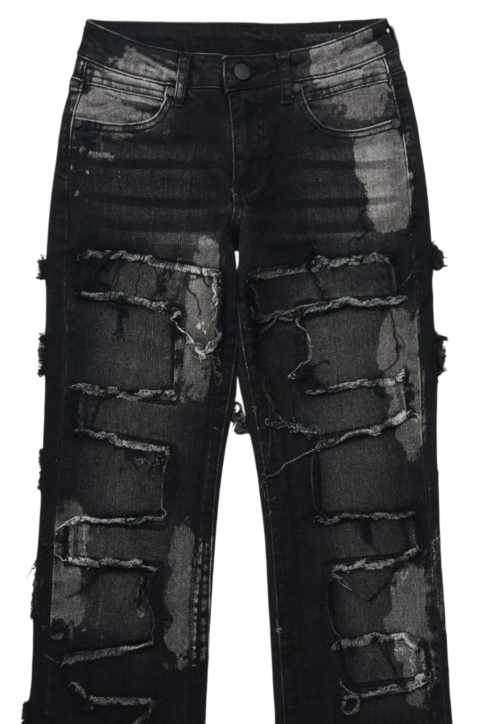Boys Laban Black Bleach Stacked Flare Jean - Image 7