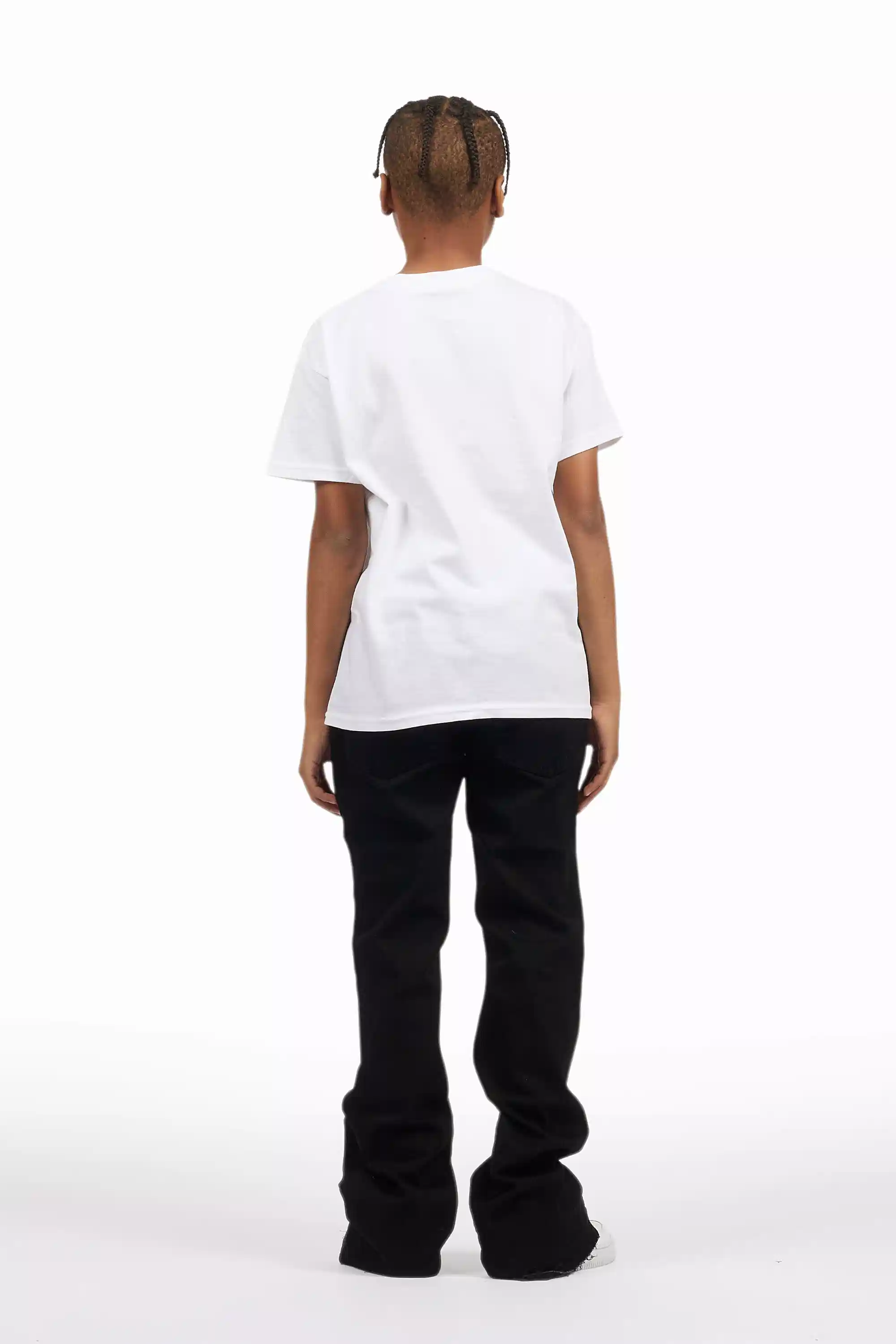 Boys Holibert Jet Black Stacked Flare Jean - Image 6