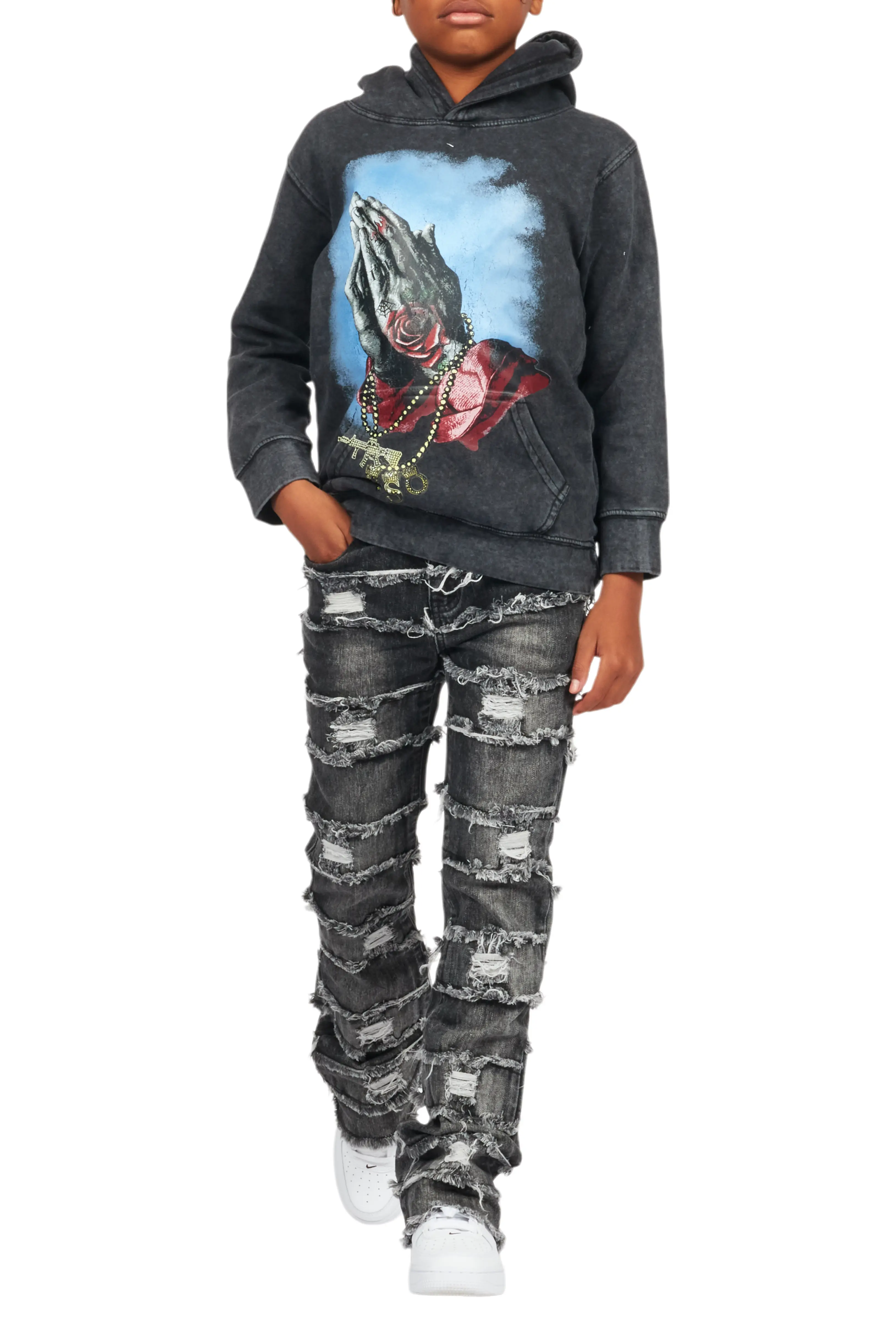Boys Sten Black Stacked Flare Jean - Image 9