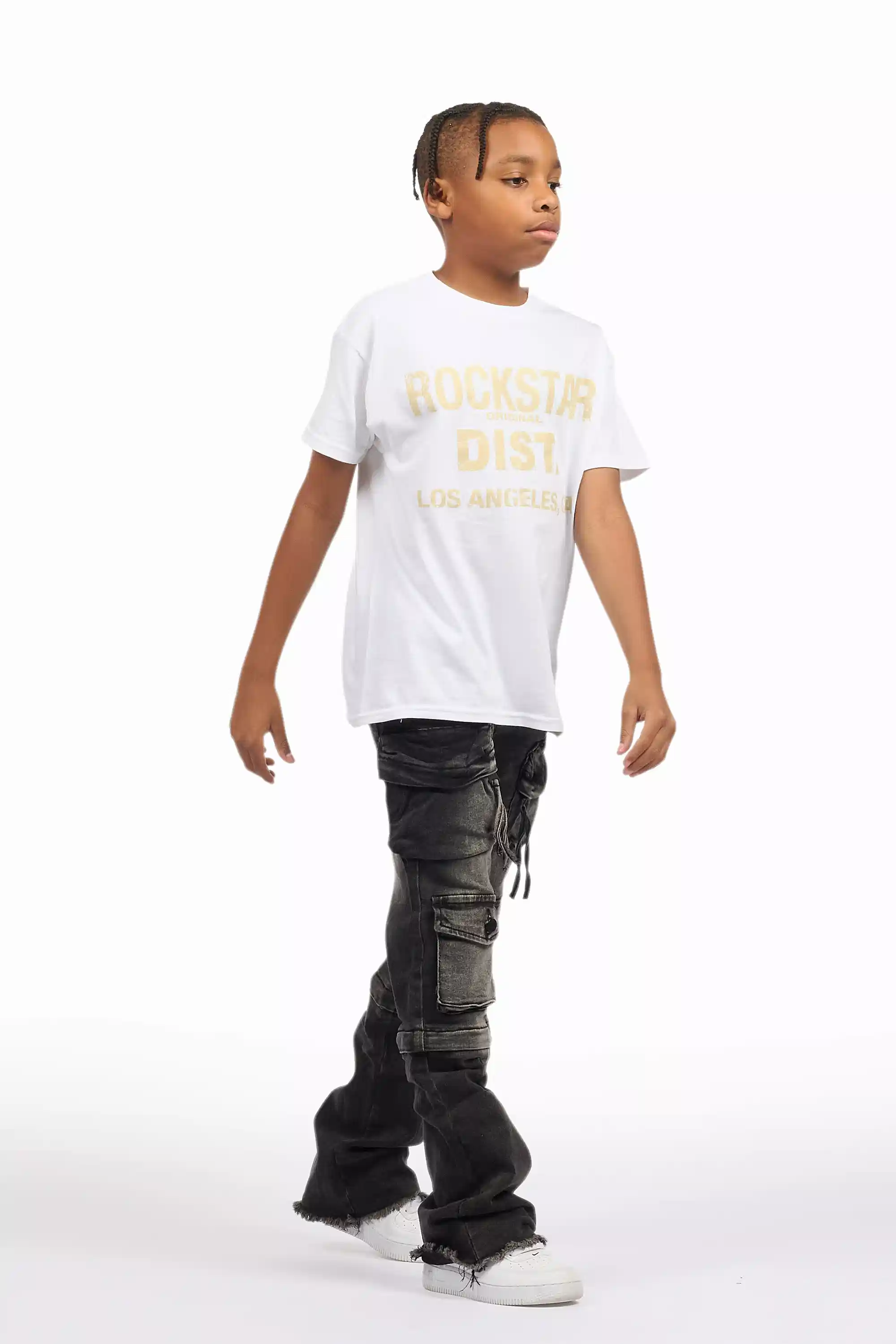 Boys Jan Black Stacked Flare Cargo Jean - Image 4