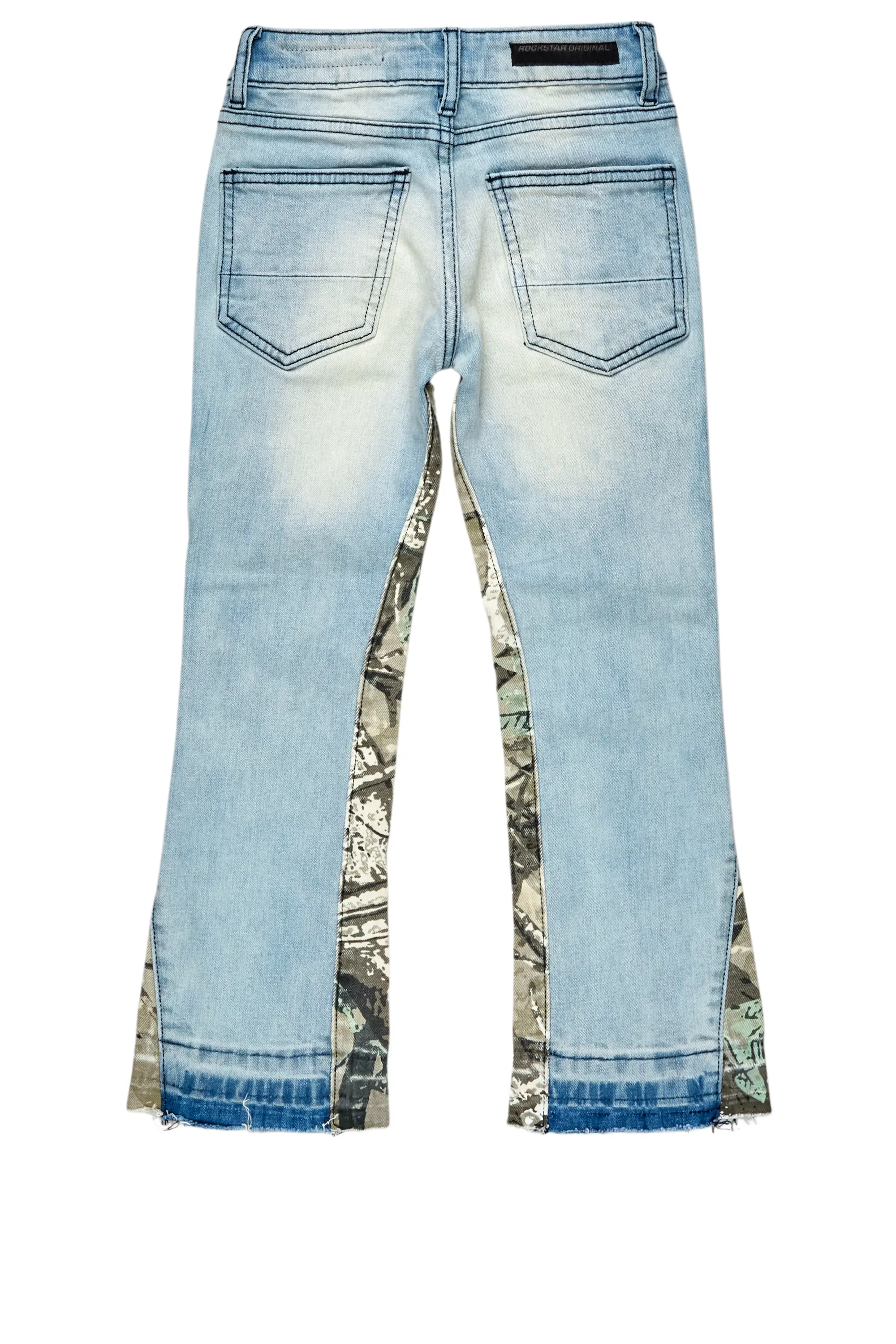 Boys Strass Blue Painted Stacked Flare Jean - Image 7