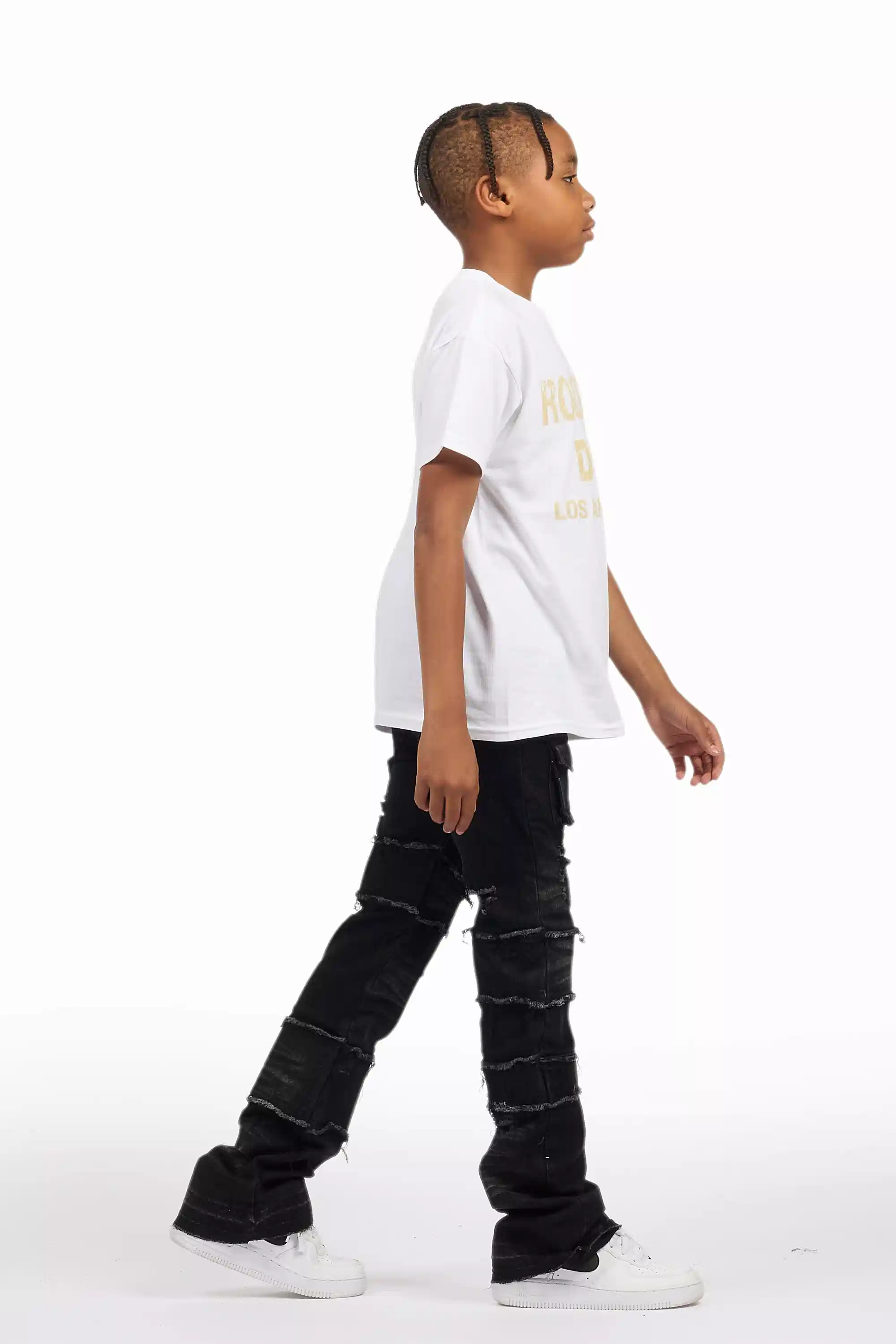 Boys Folant Dark Grey Stacked Flare Jean - Image 5