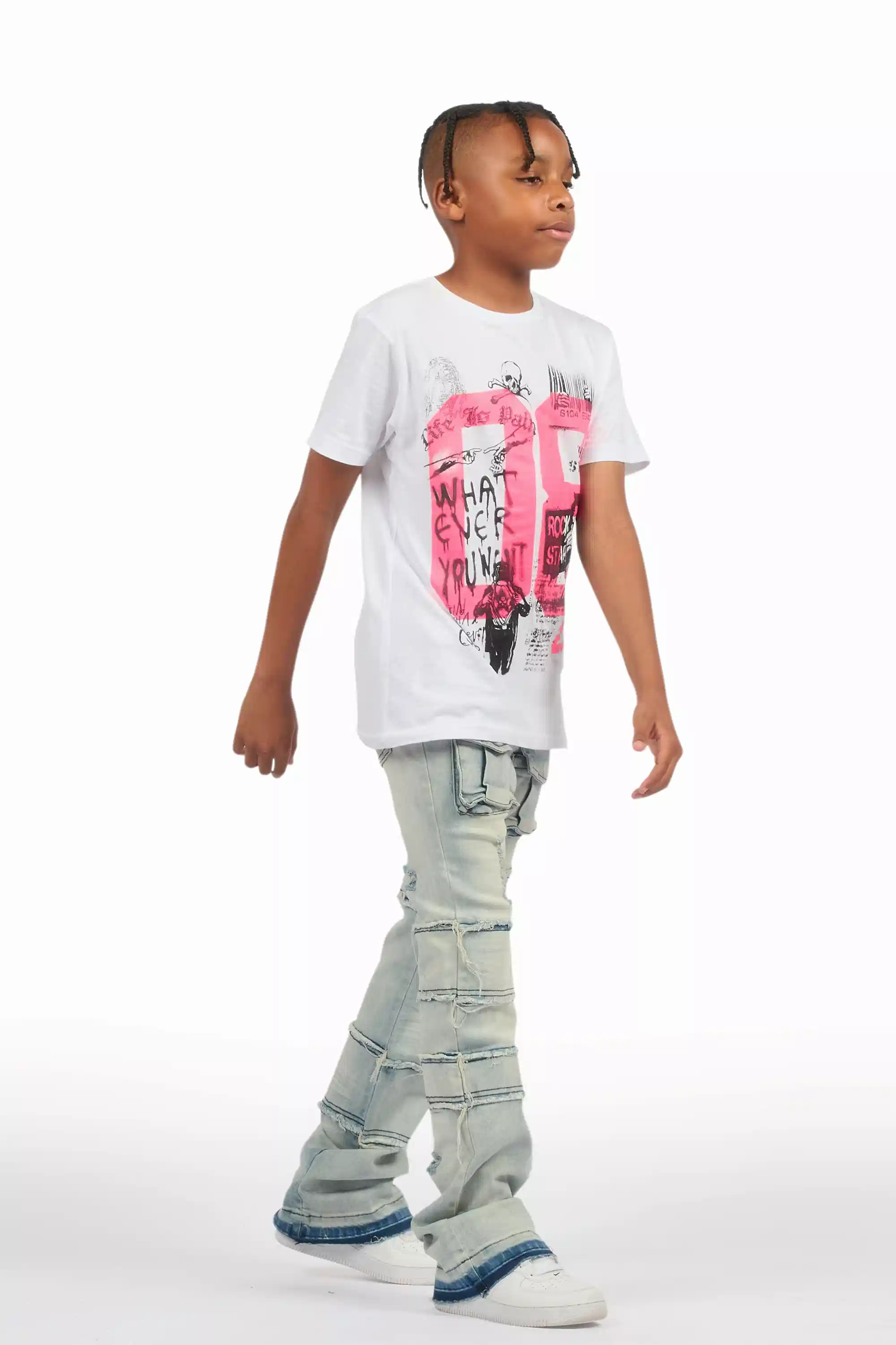 Boys Folant Light Blue Stacked Flare Jean - Image 4