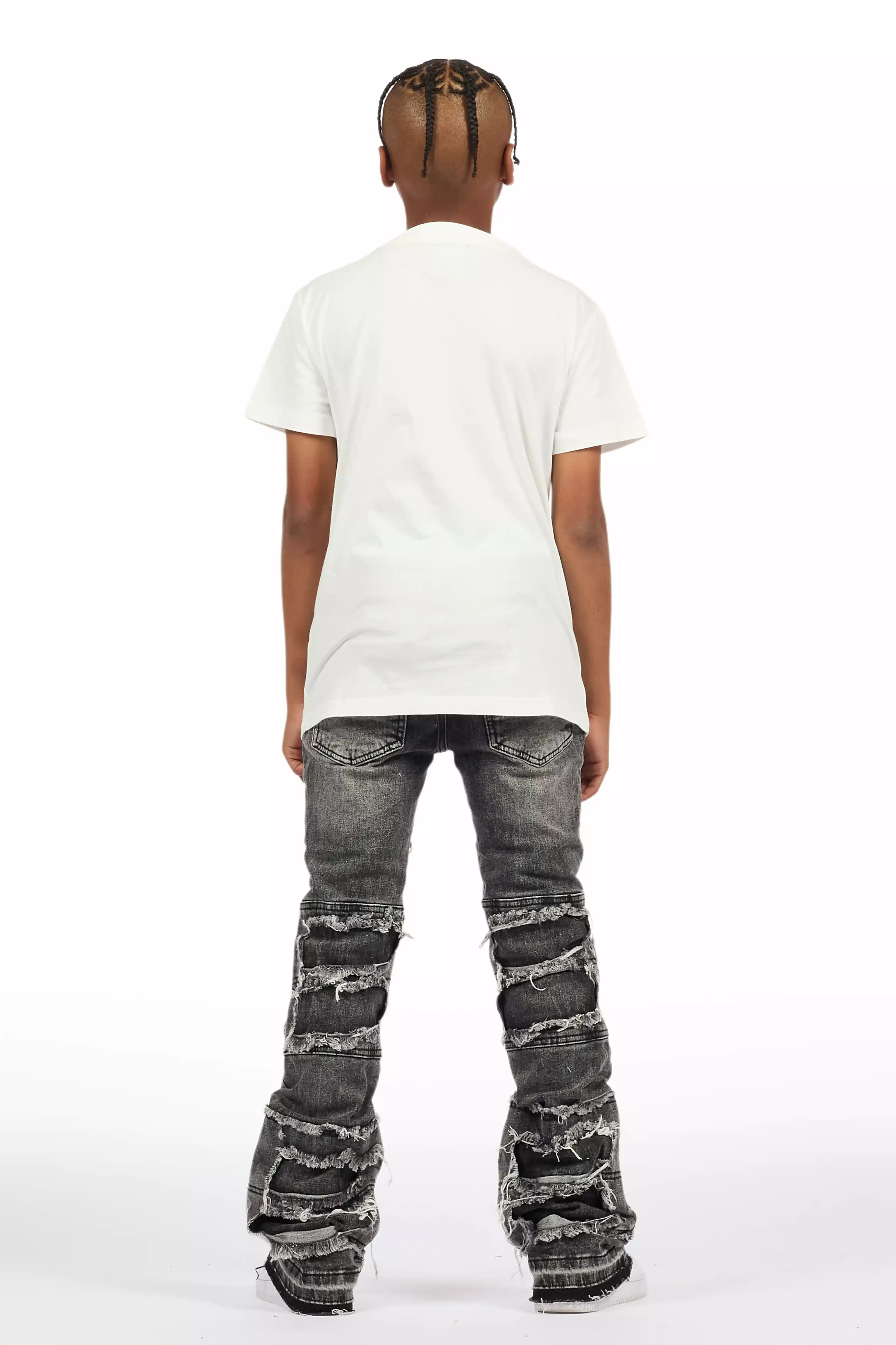 Boys Vasco Grey Stacked Flare Jean - Image 5