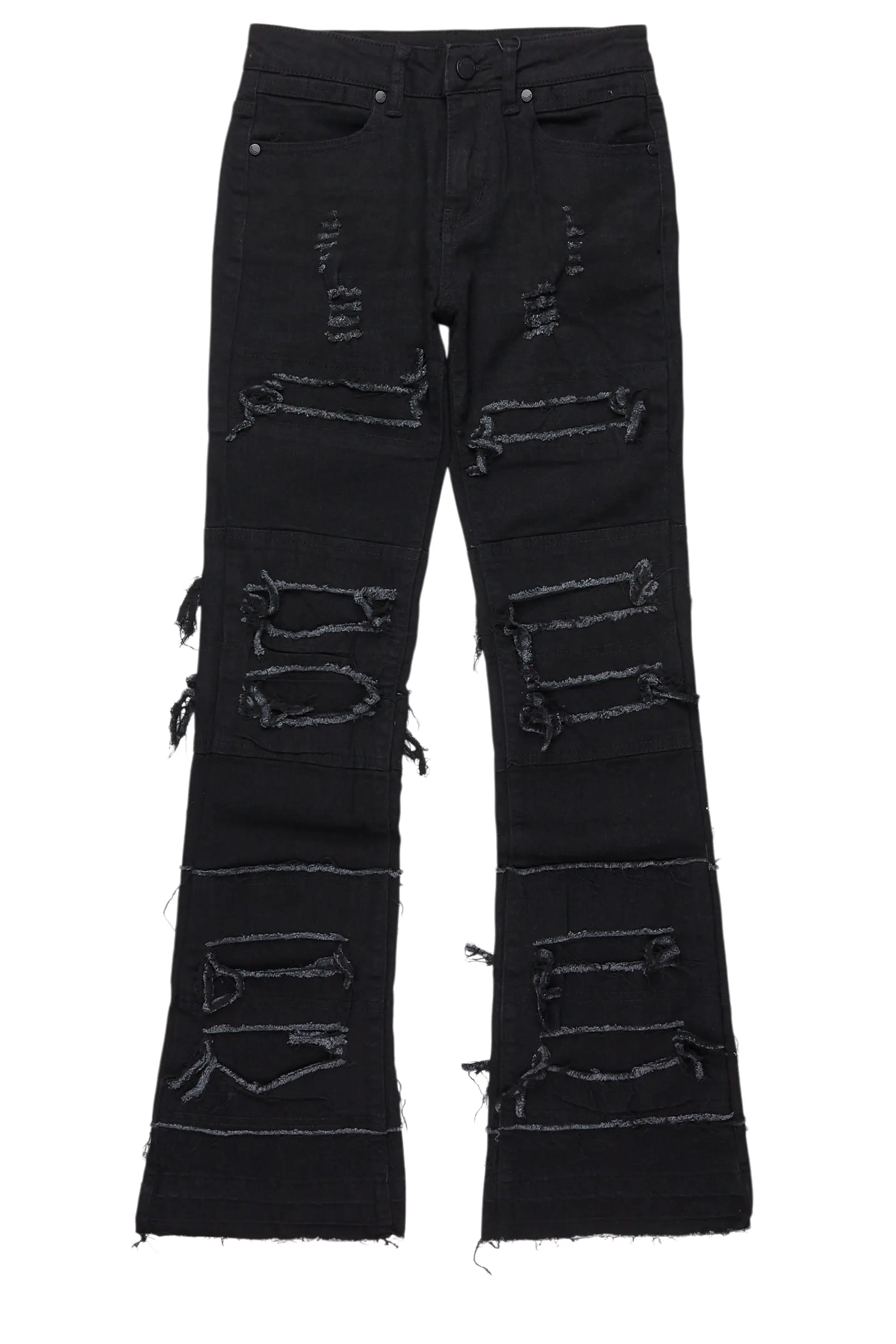 Boys Vasco Jet Black Stacked Flare Jean - Image 2