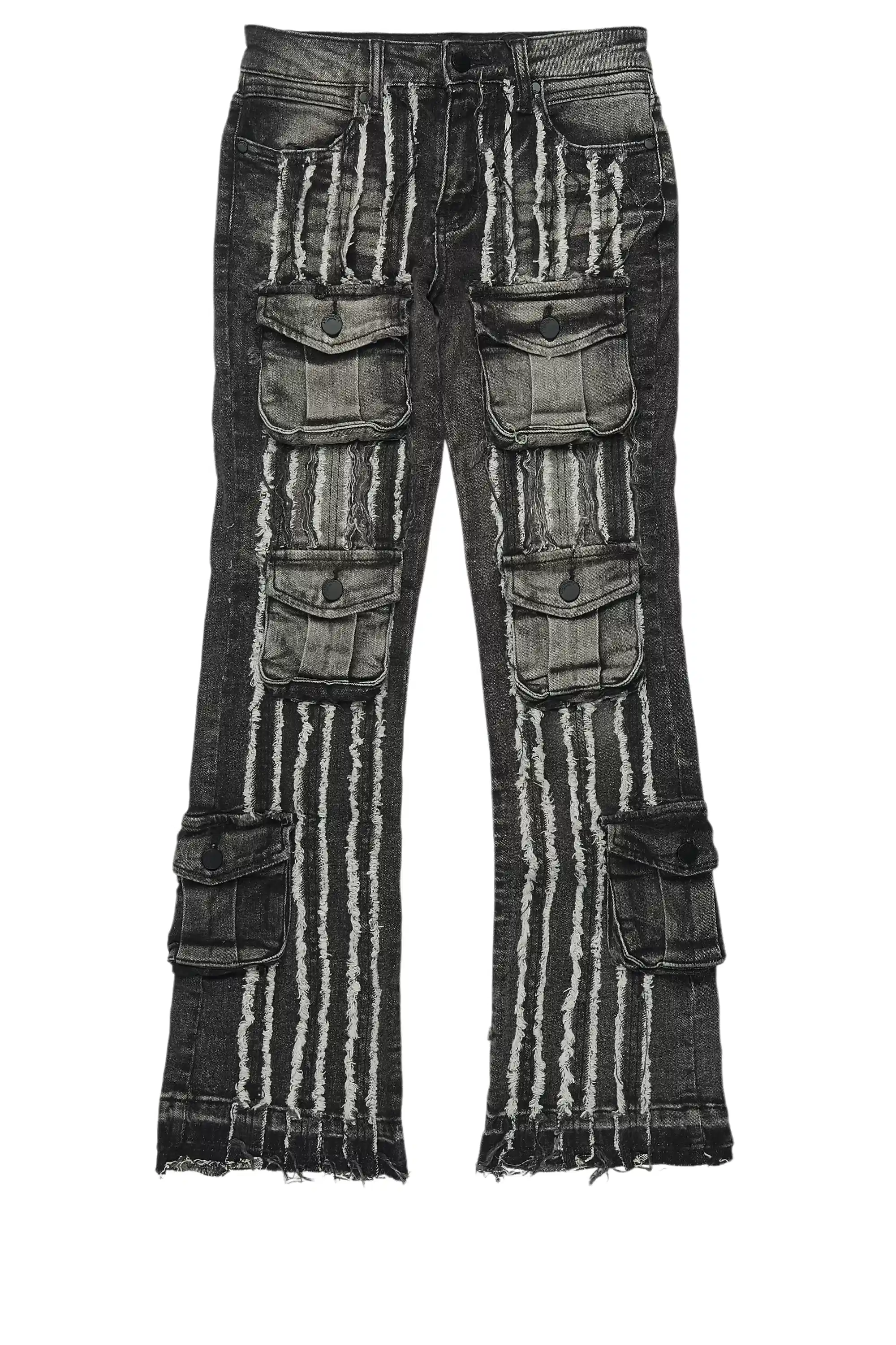Boys Frey Black Stacked Flare Jean - Image 2