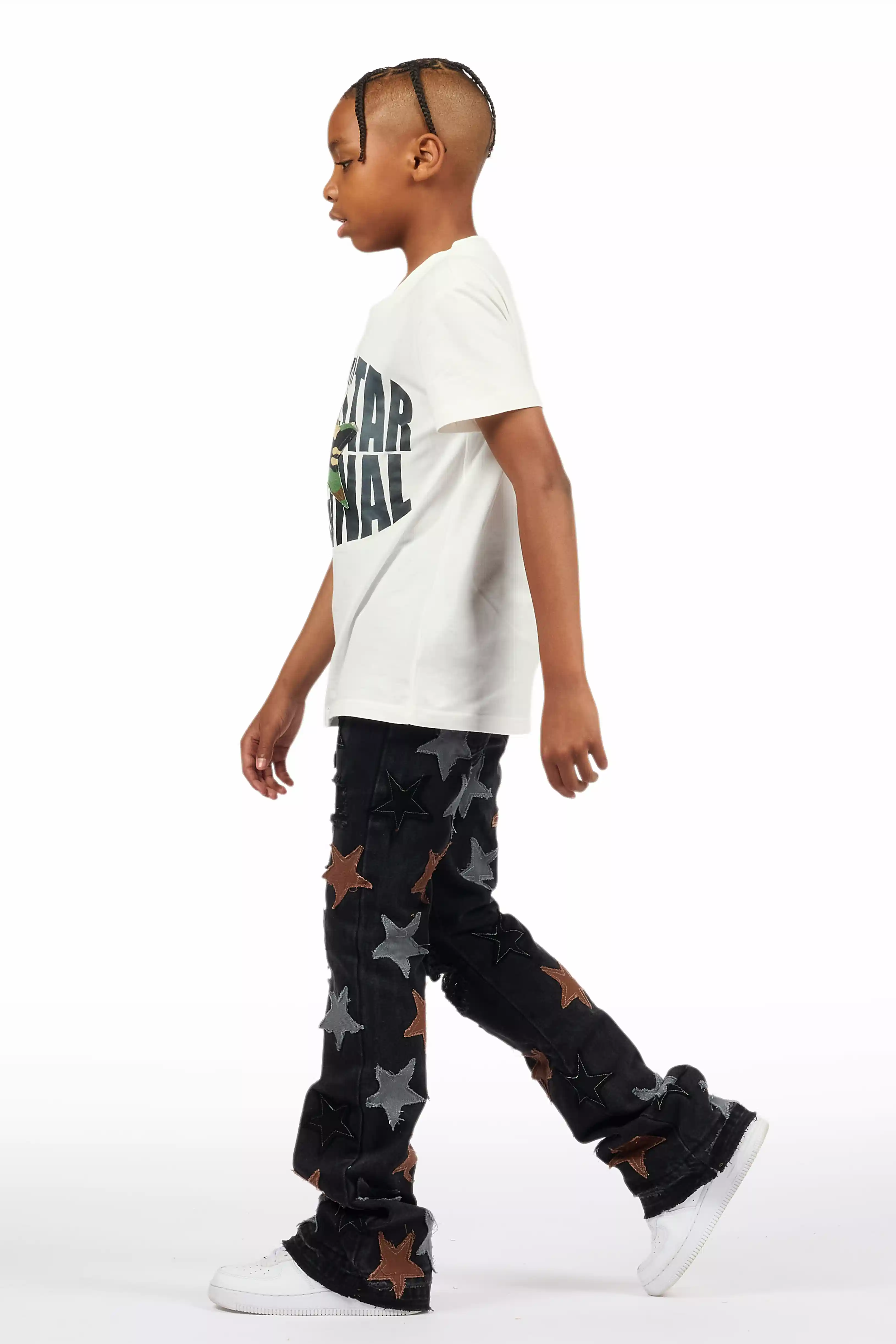 Boys StarLane Black Stacked Flare Jean - Image 6