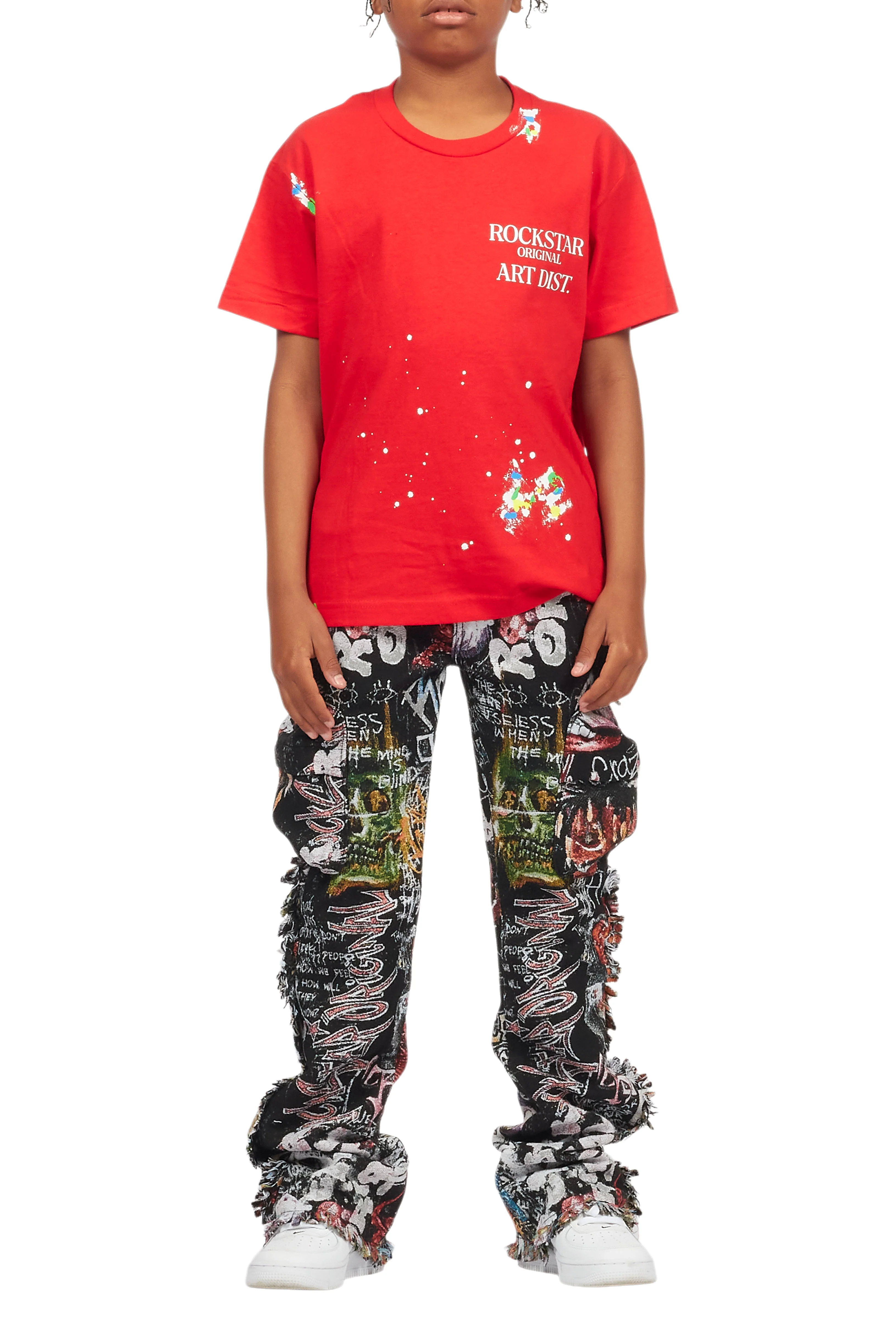 Boys Jari Multi Stacked Tapestry Flare Jean - Image 9