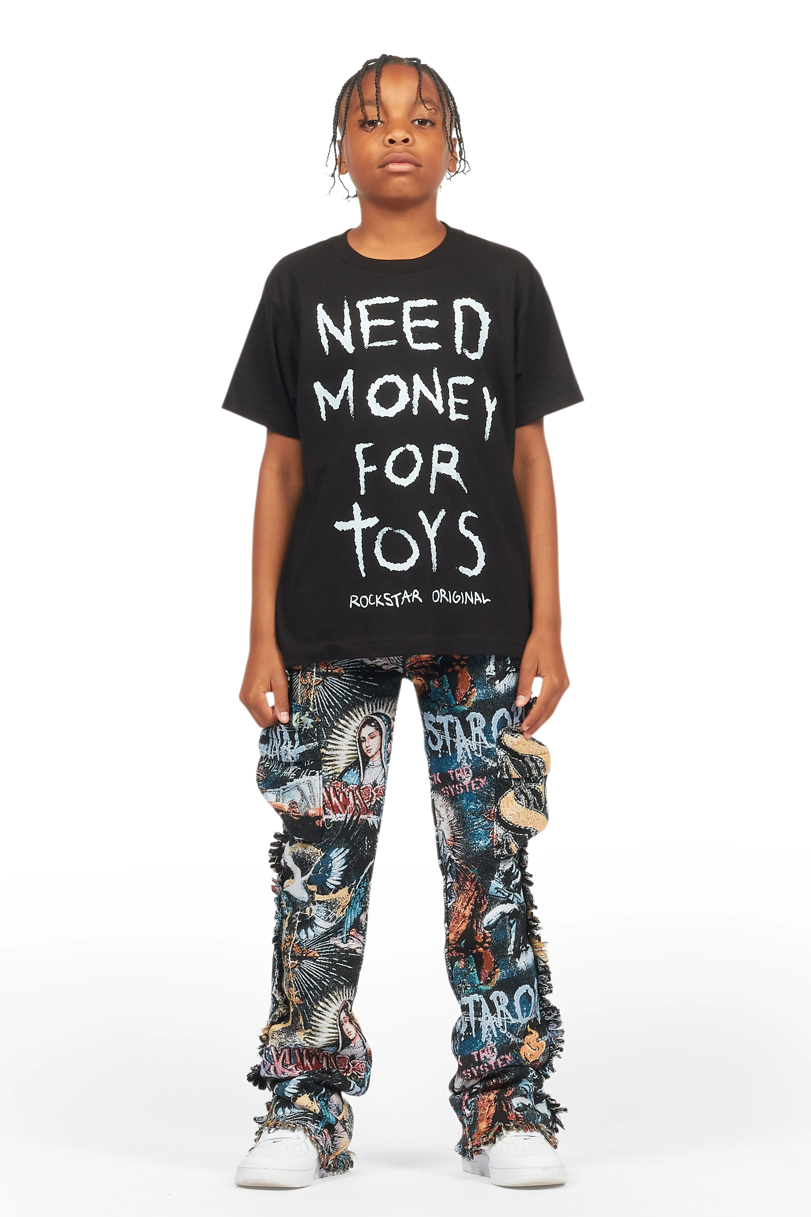 Boys Dalai Multi Stacked Tapestry Flare Jean - Image 3