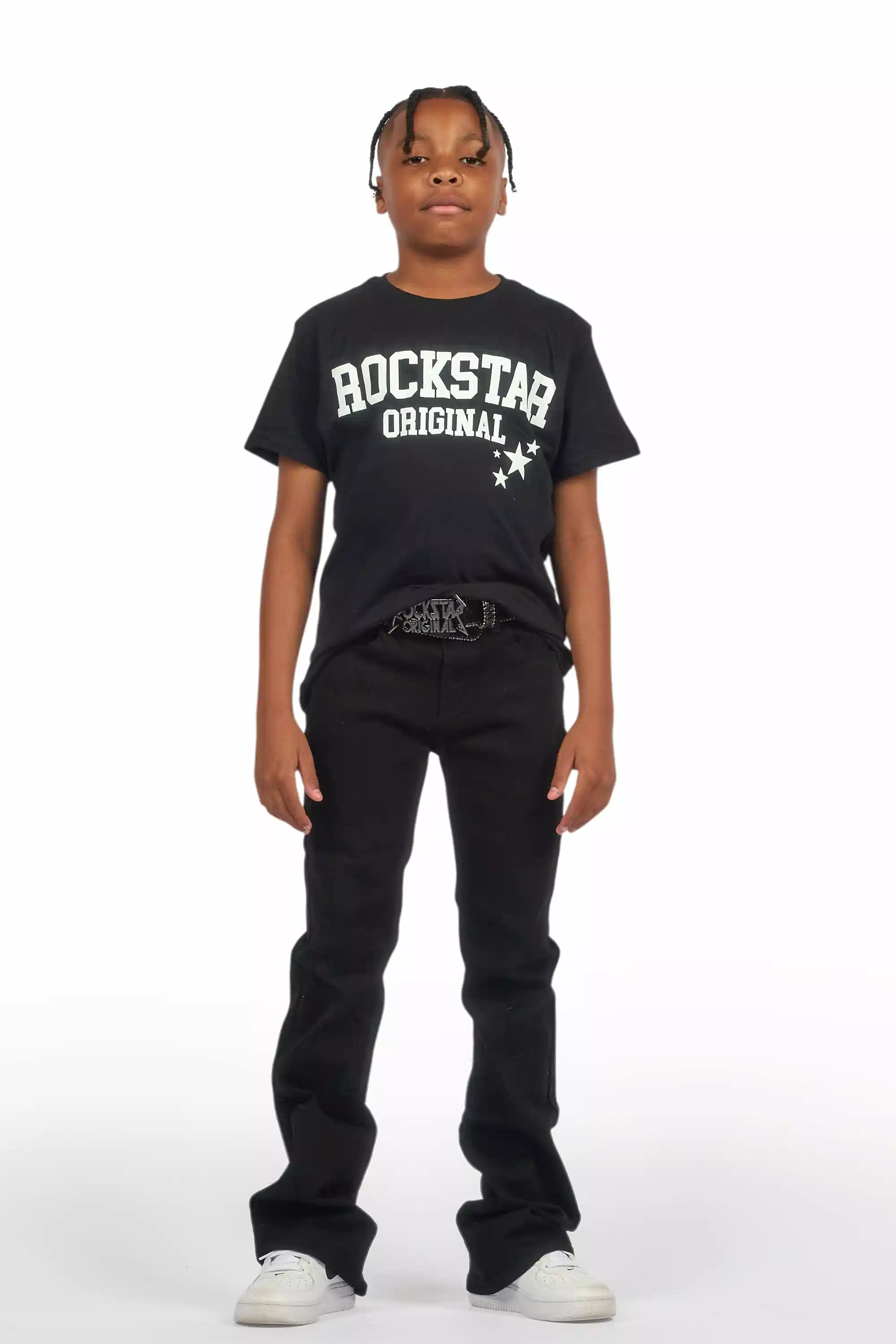Boys Drick Jet Black Regular Fit Flare Jean - Image 3