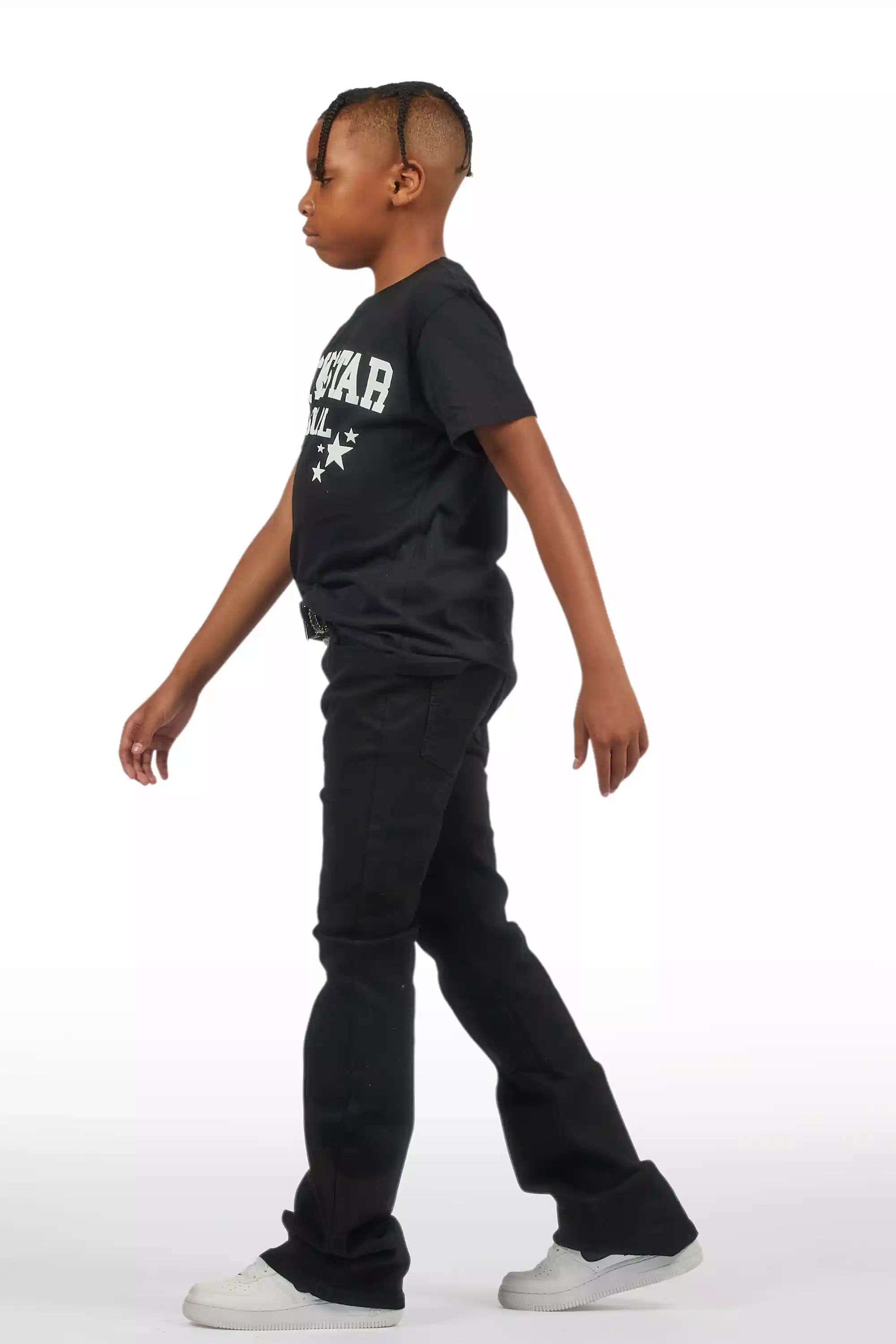 Boys Drick Jet Black Regular Fit Flare Jean - Image 7