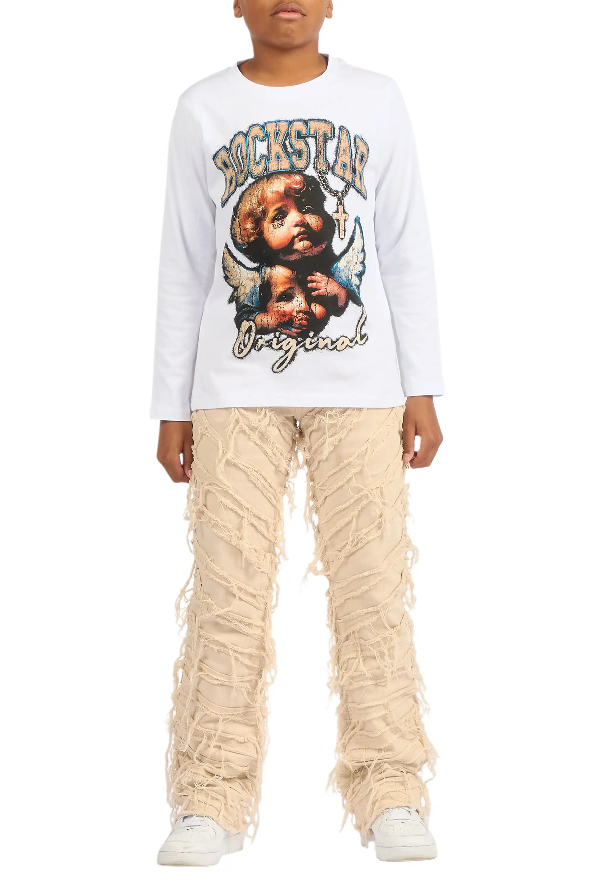 Boys Charly Beige Stacked Flare Jean - Image 10