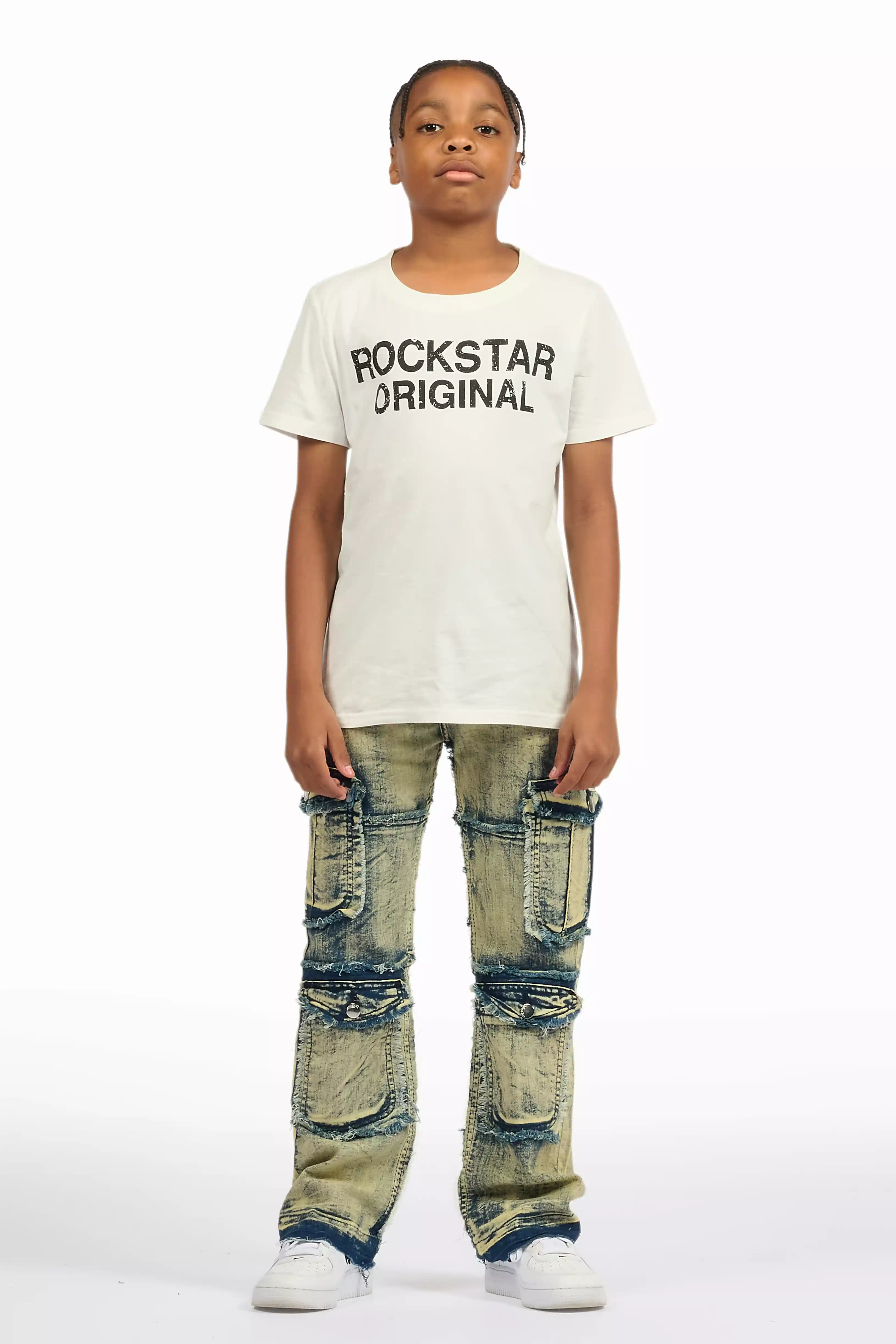 Boys Zarian Vintage Light Blue Cargo Jean - Image 3