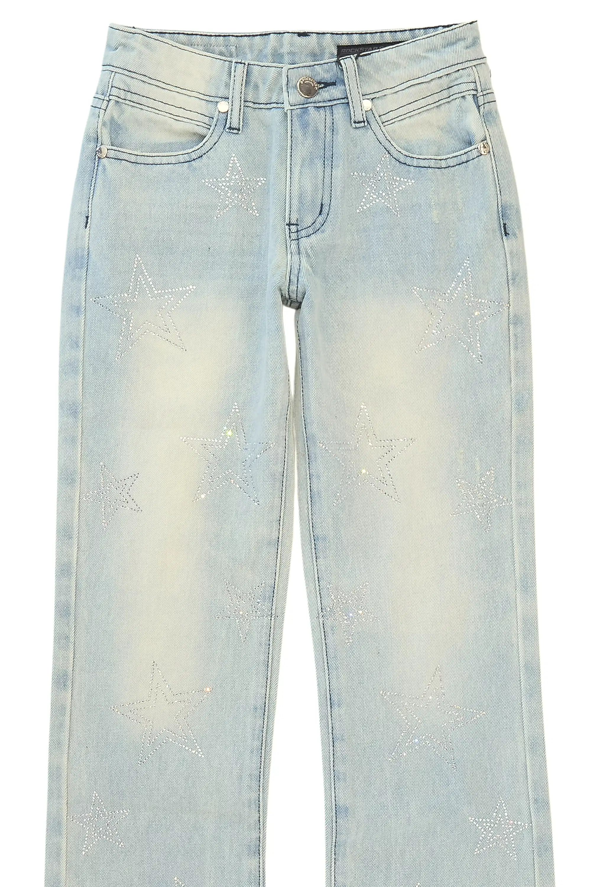 Boys Kama Light Blue Rhinestone Stacked Flare Jean - Image 8