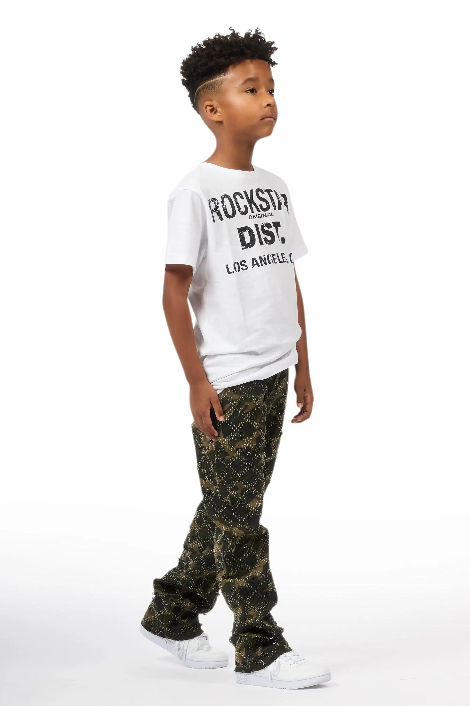 Boys Kassio Camo Rhinestone Stacked Flare Jean - Image 4