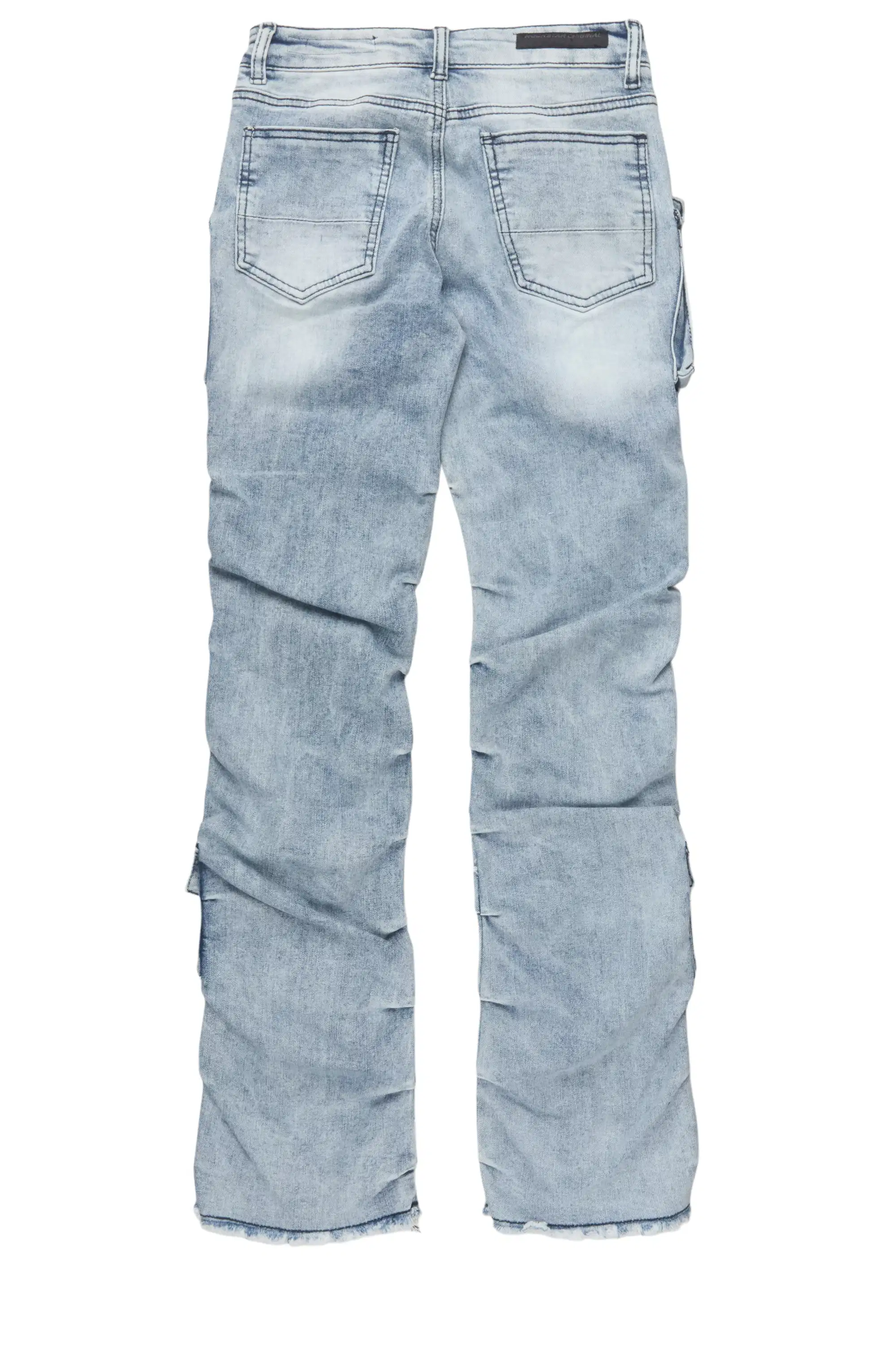 Boys Major Light Blue Stacked Painter Flare Jean - Image 3