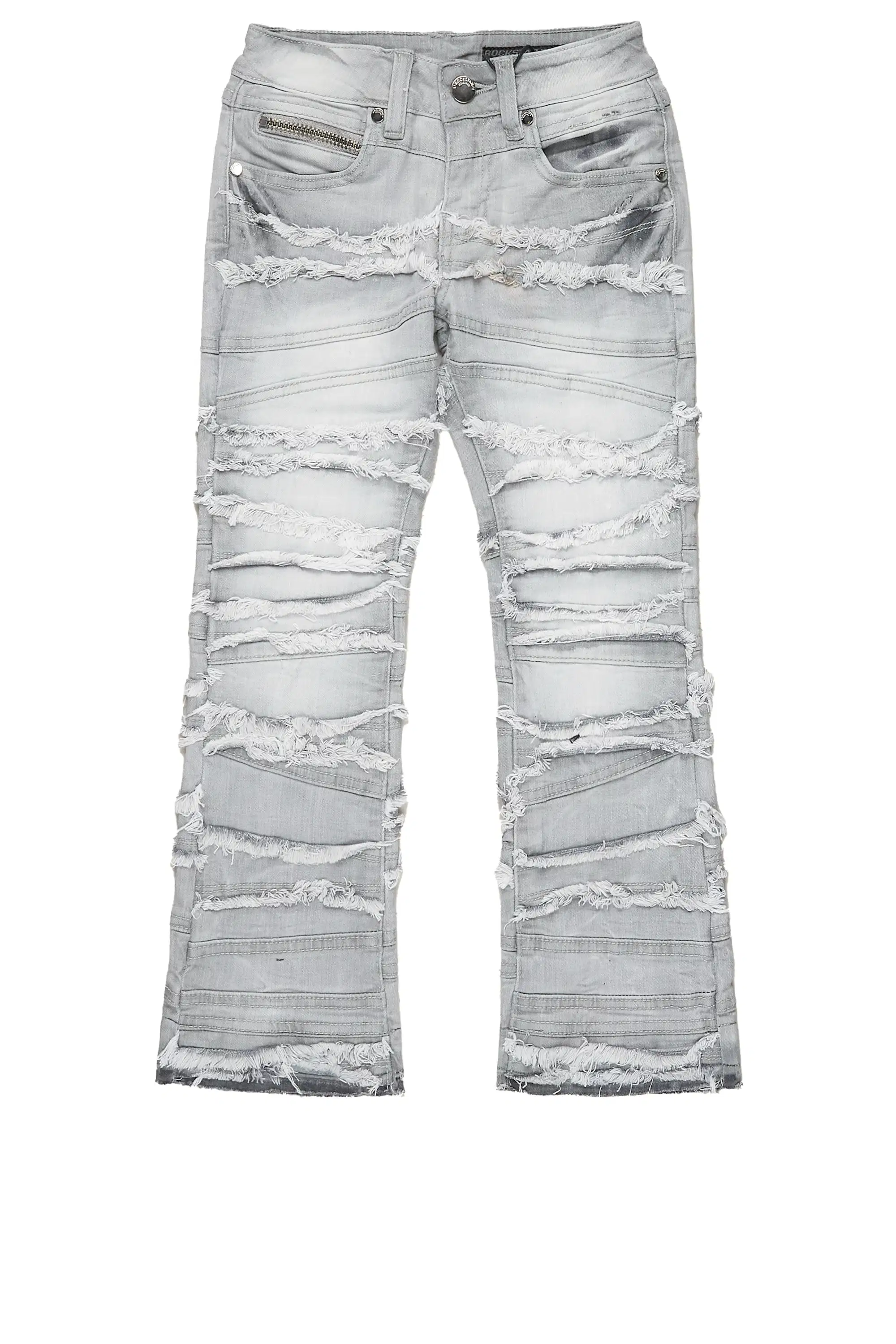 Boys Franko Light Grey Stack Flare Jean - Image 2
