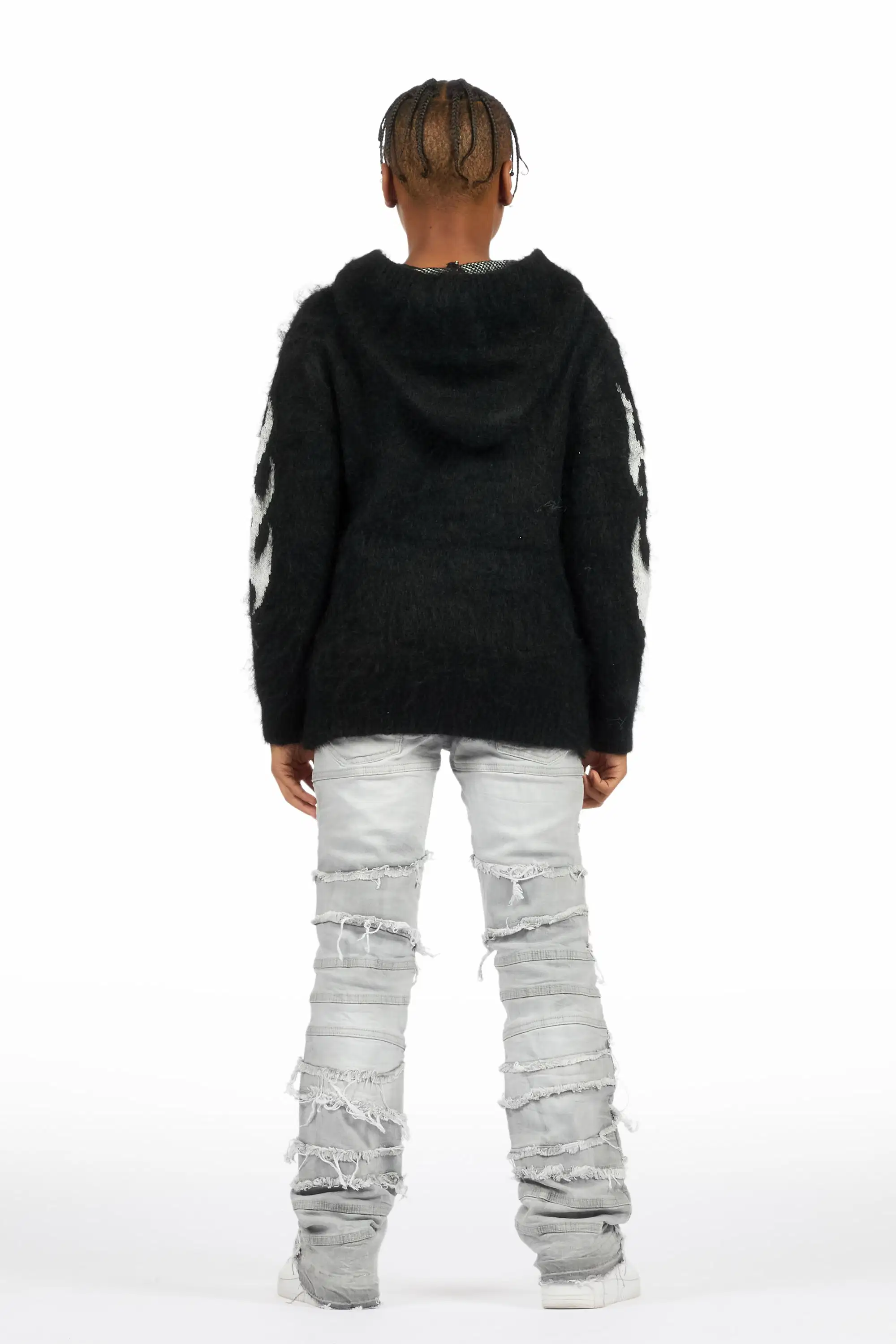 Boys Franko Light Grey Stack Flare Jean - Image 5