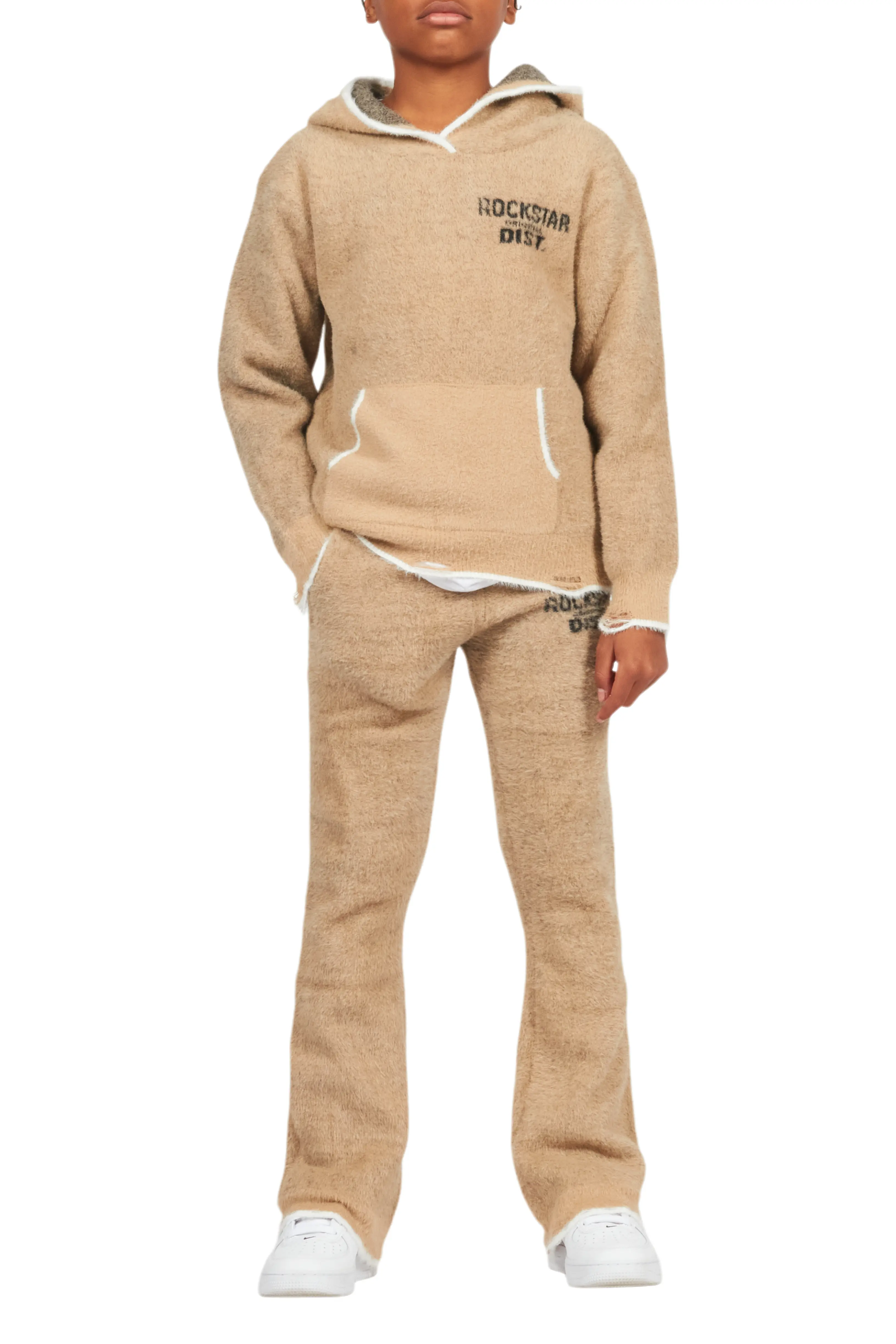 Boys Lake Mohair Beige Knit Track set - Image 10
