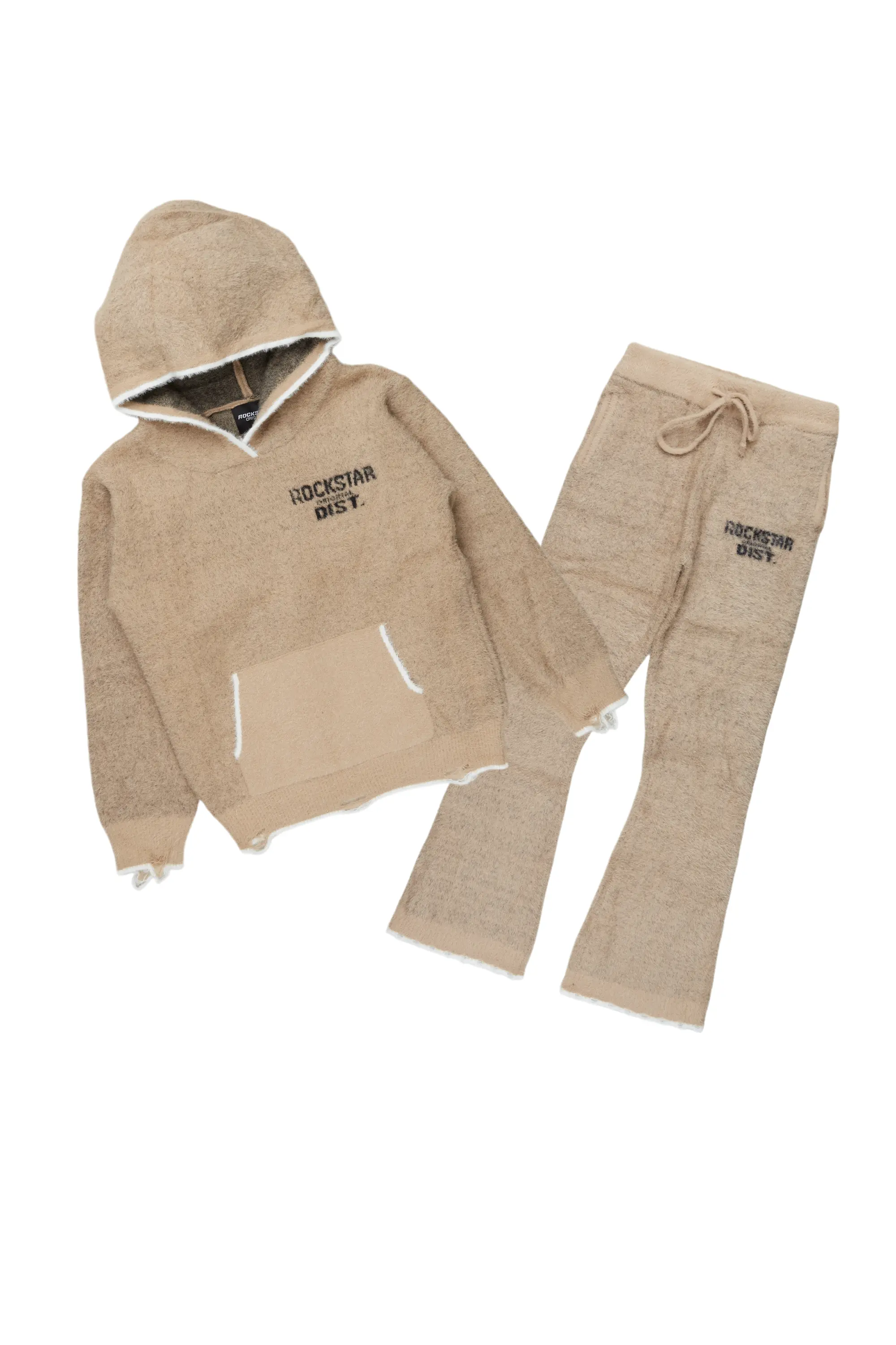 Boys Lake Mohair Beige Knit Track set - Image 6