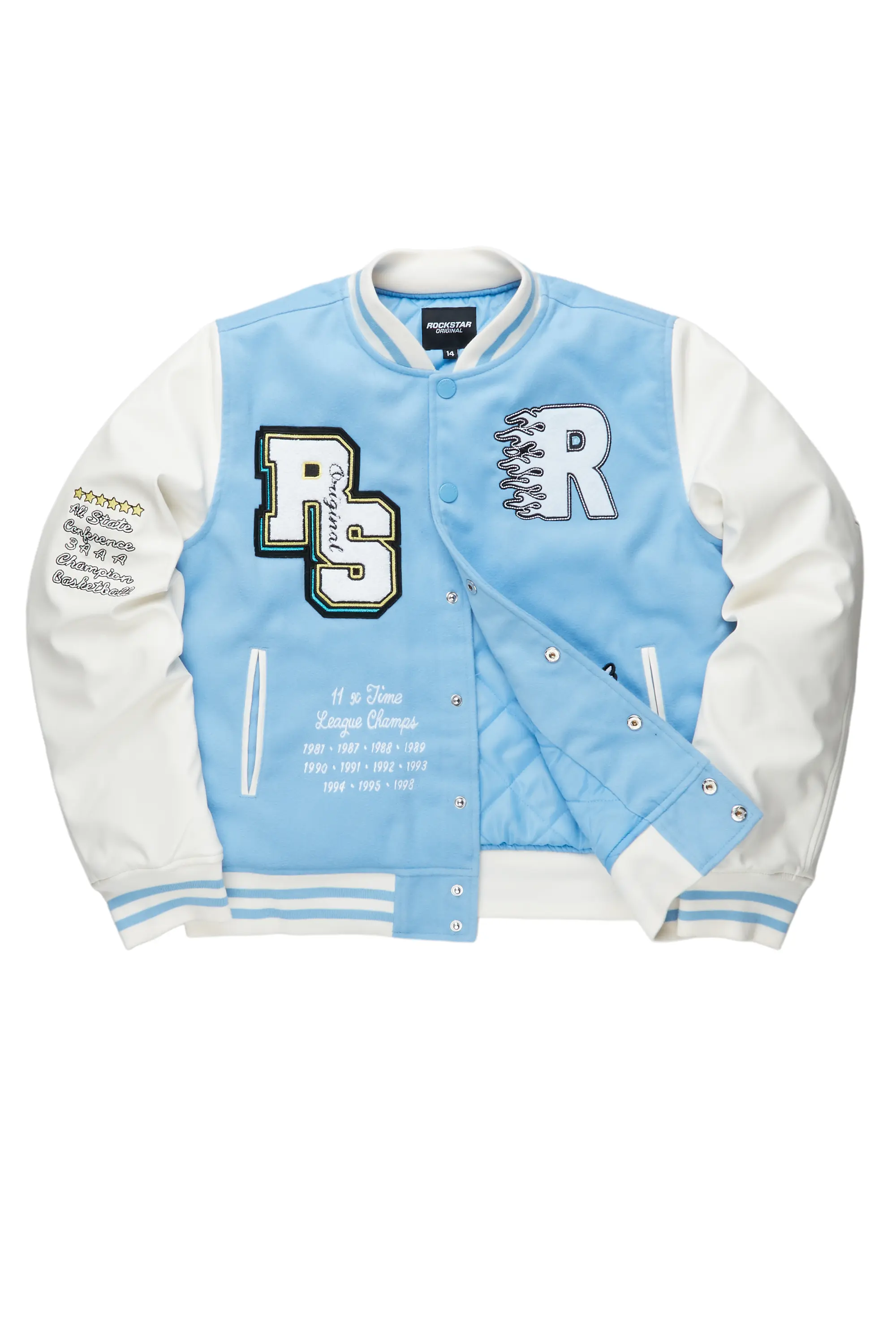 Boys Leaner Baby Blue Bomber Jacket - Image 2