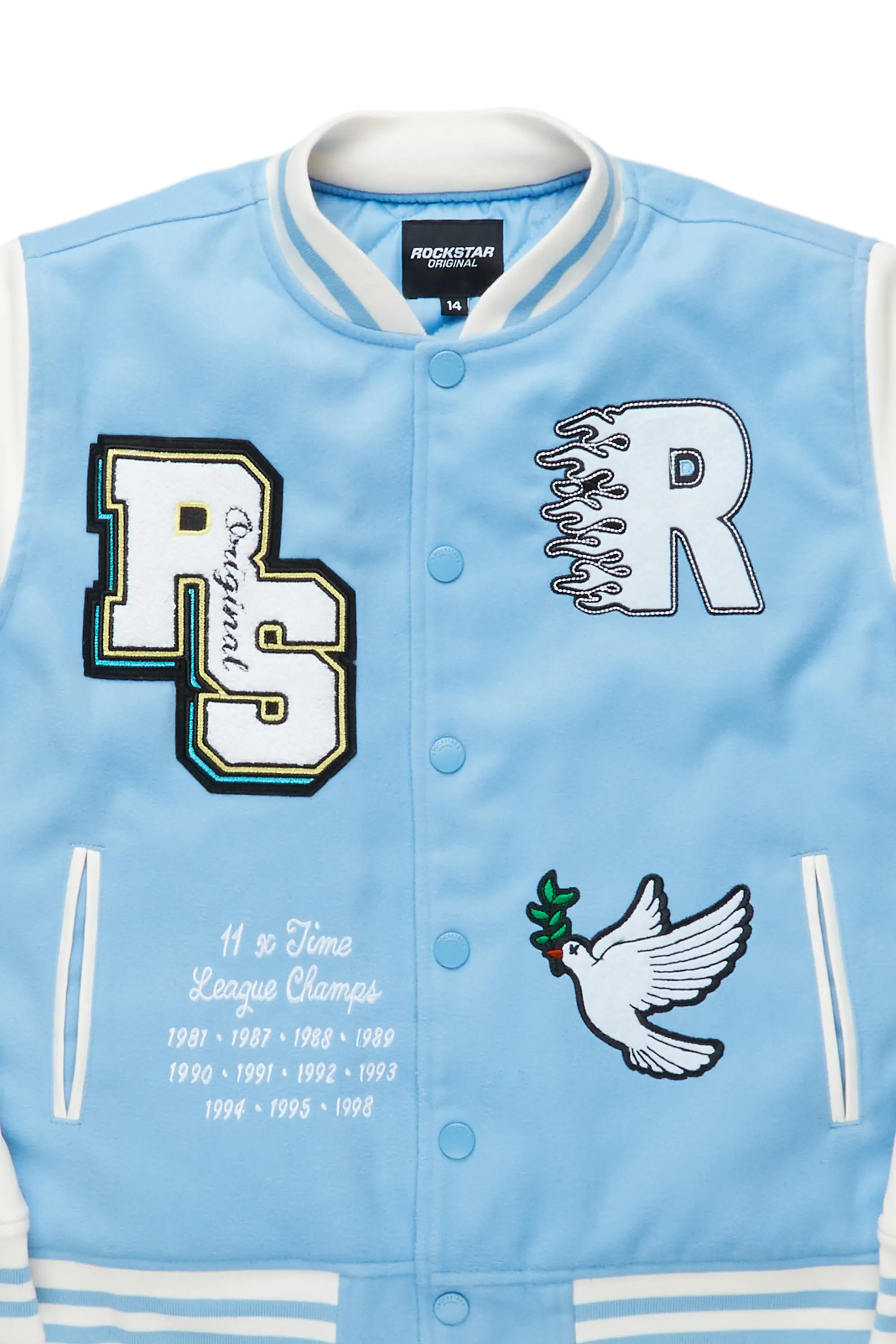 Boys Leaner Baby Blue Bomber Jacket - Image 3