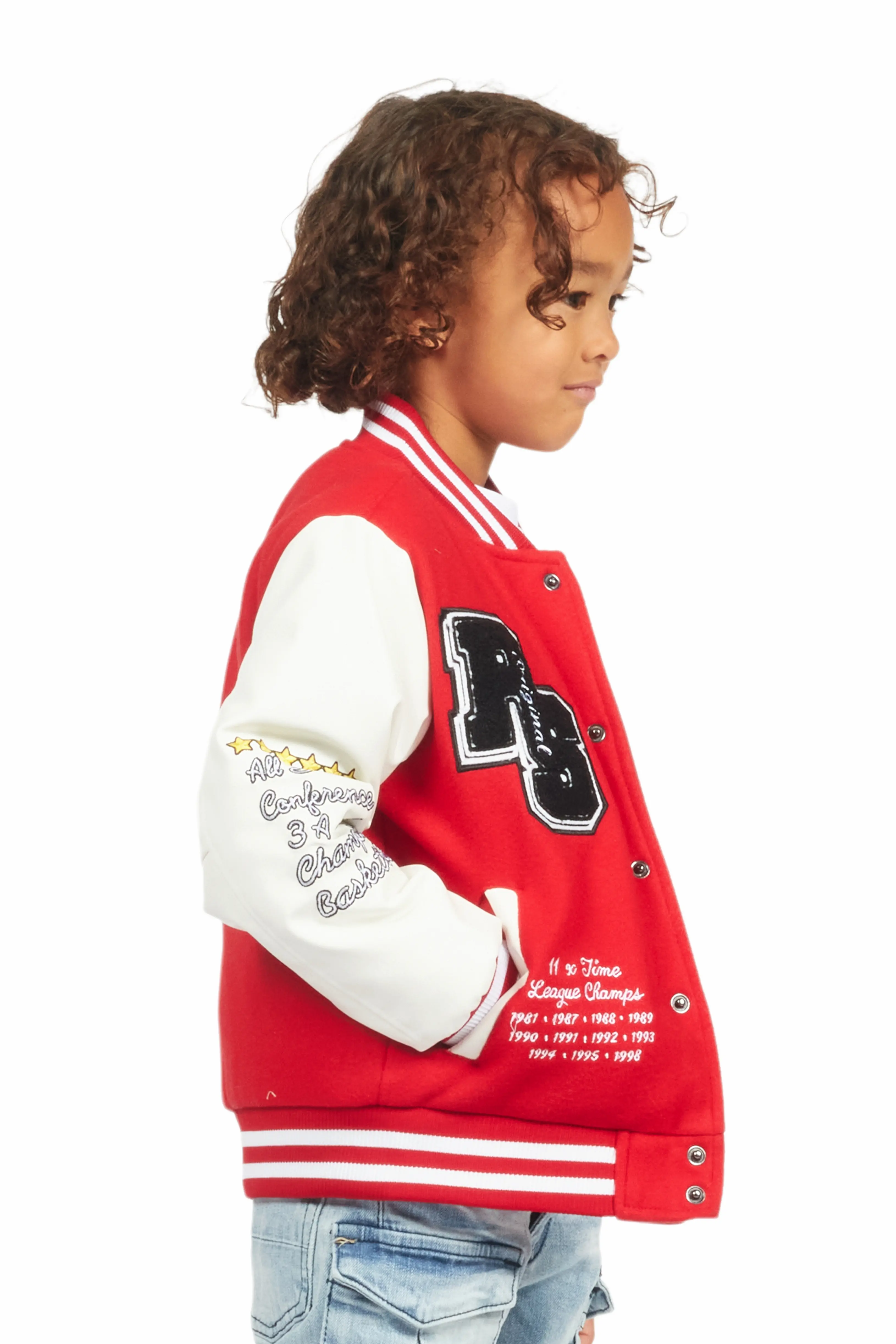 Boys Leaner Red Bomber Jacket - Image 4