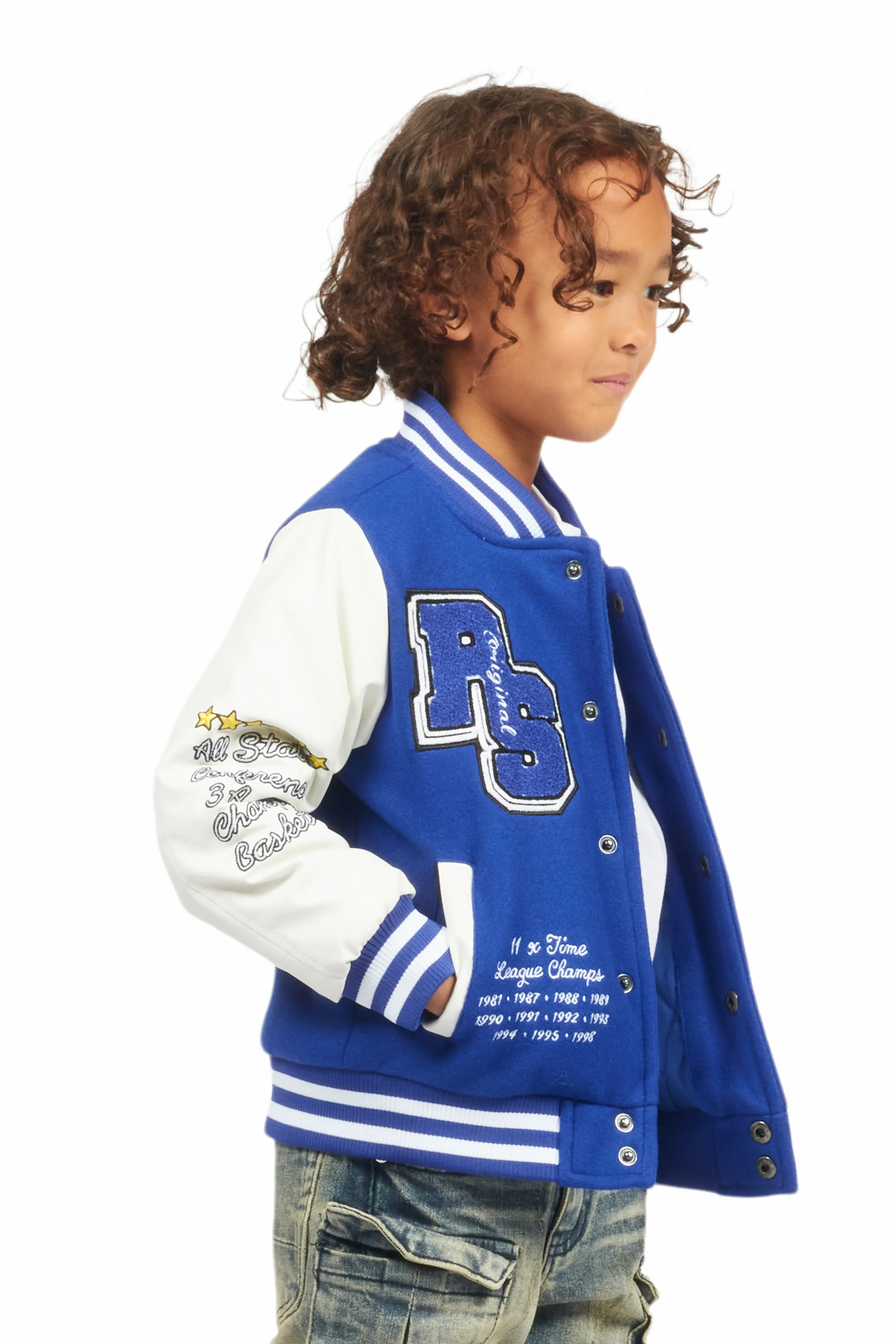 Boys Leaner Royal Blue Bomber Jacket - Image 4