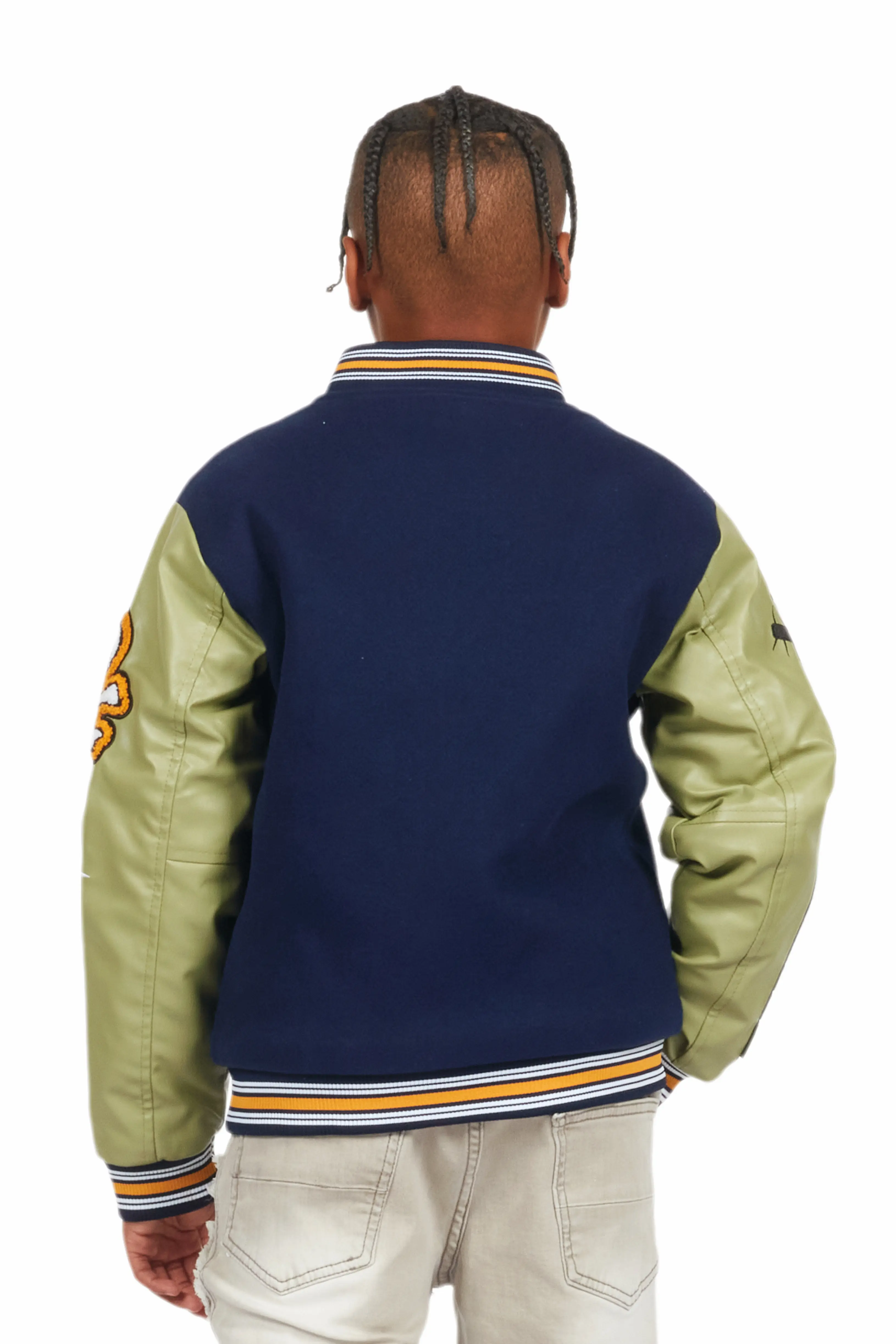 Boys Shexter Navy Varsity Jacket - Image 4