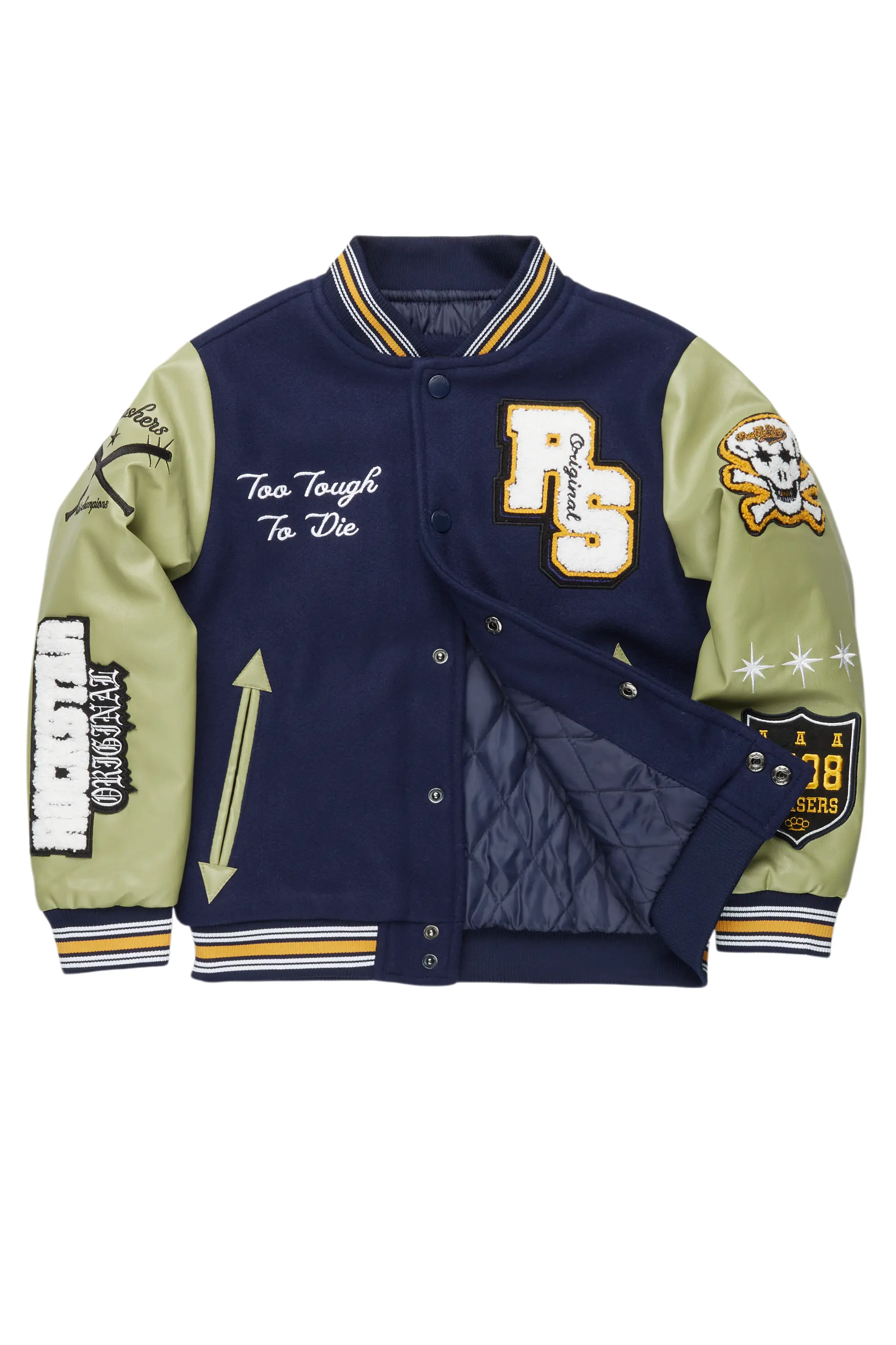 Boys Shexter Navy Varsity Jacket - Image 7