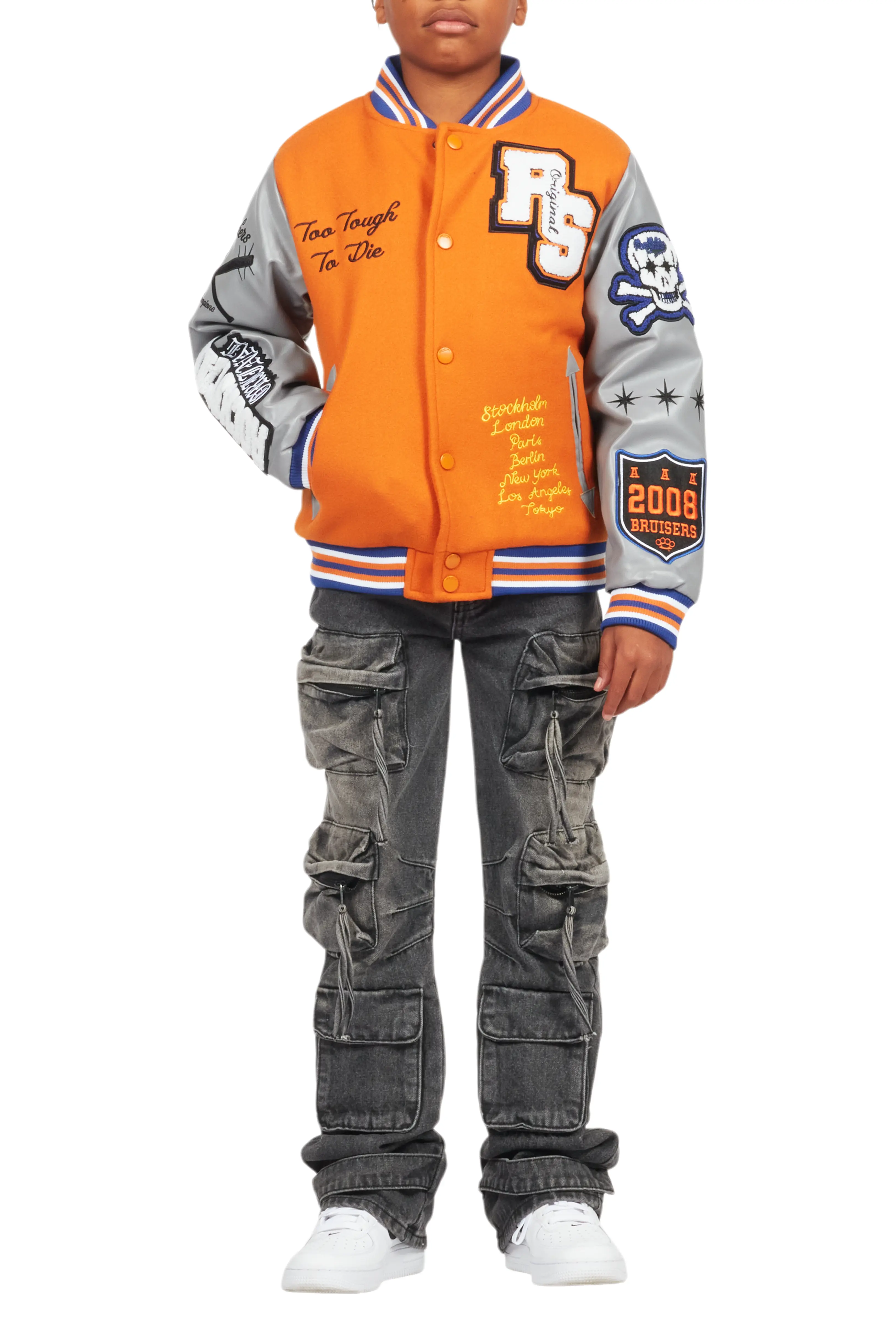 Boys Shexter Orange Varsity Jacket - Image 10