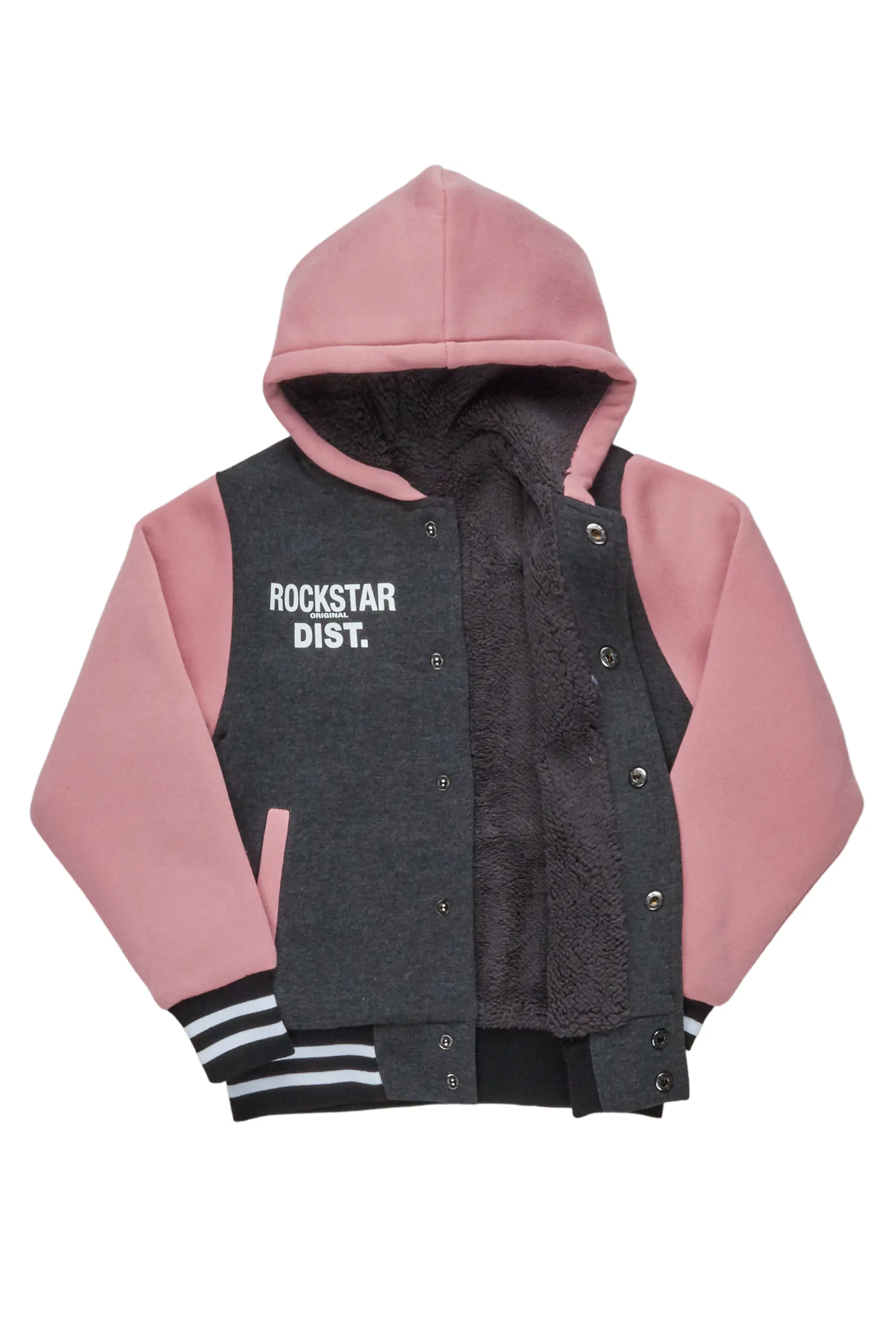 Kids Lalit Black/Pink Varsity Jacket - Image 2