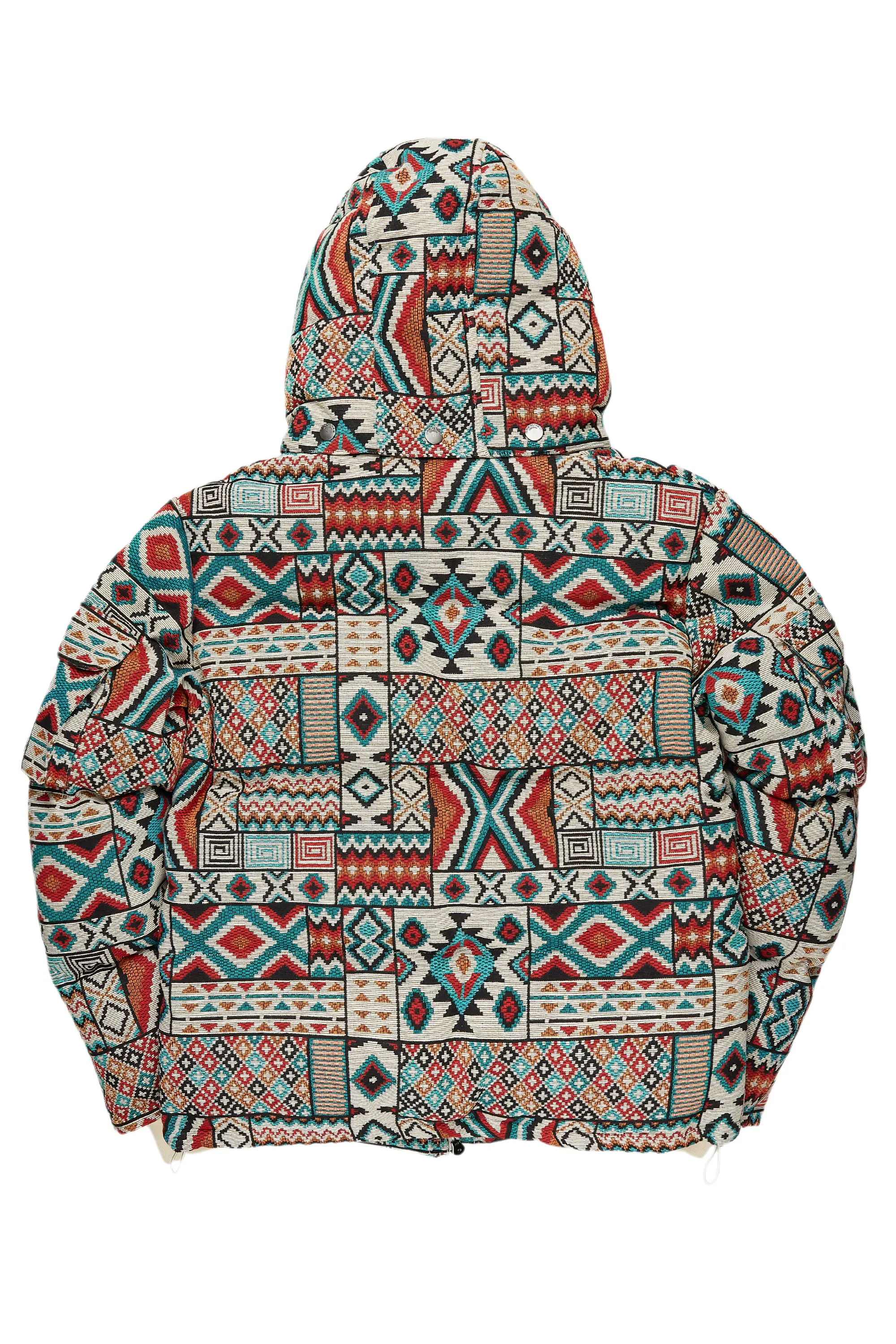Boys Nard Beige Multi Tapestry Puffer Jacket - Image 4