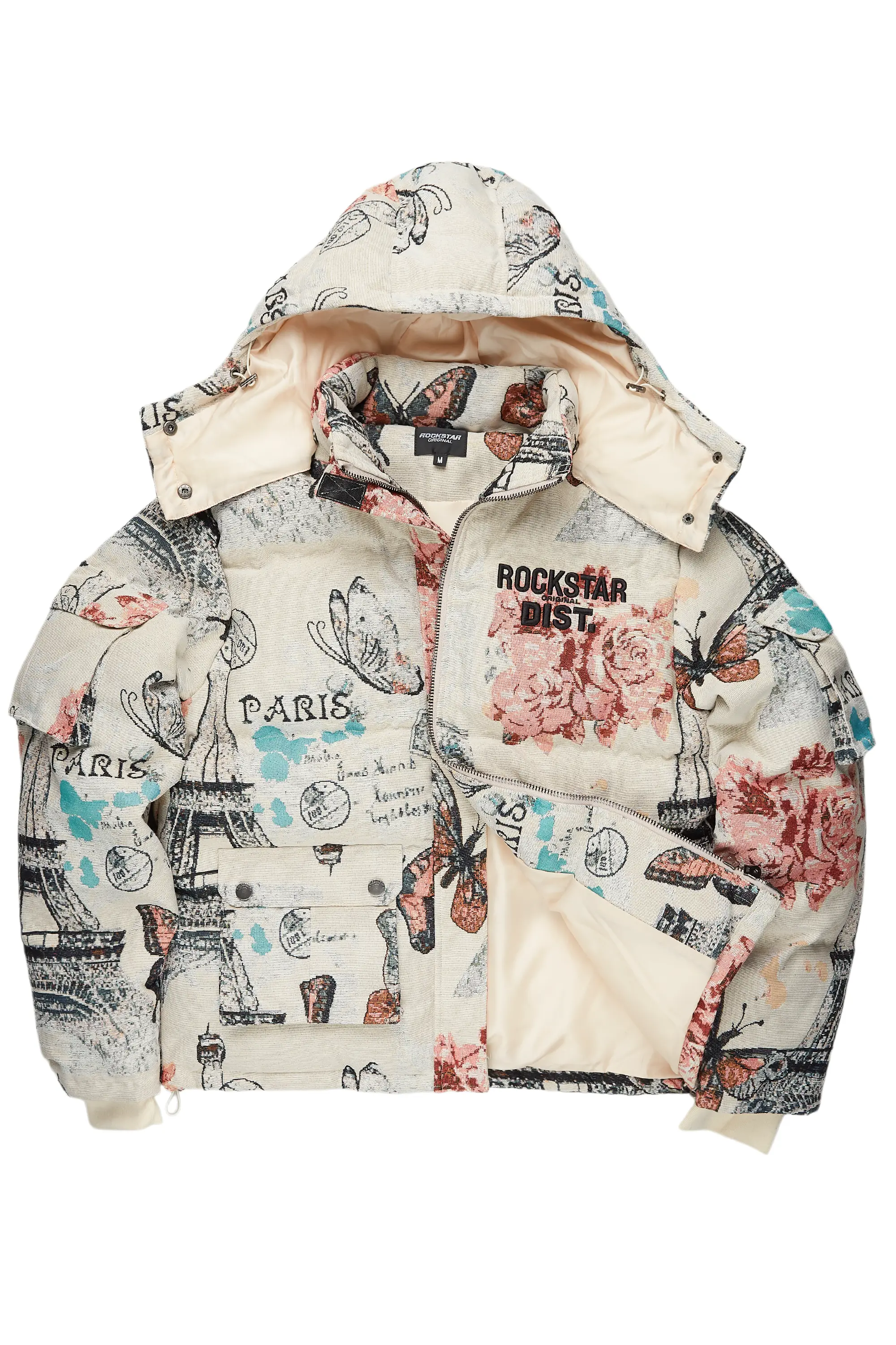 Boys Lamont Beige Tapestry Puffer Jacket - Image 2