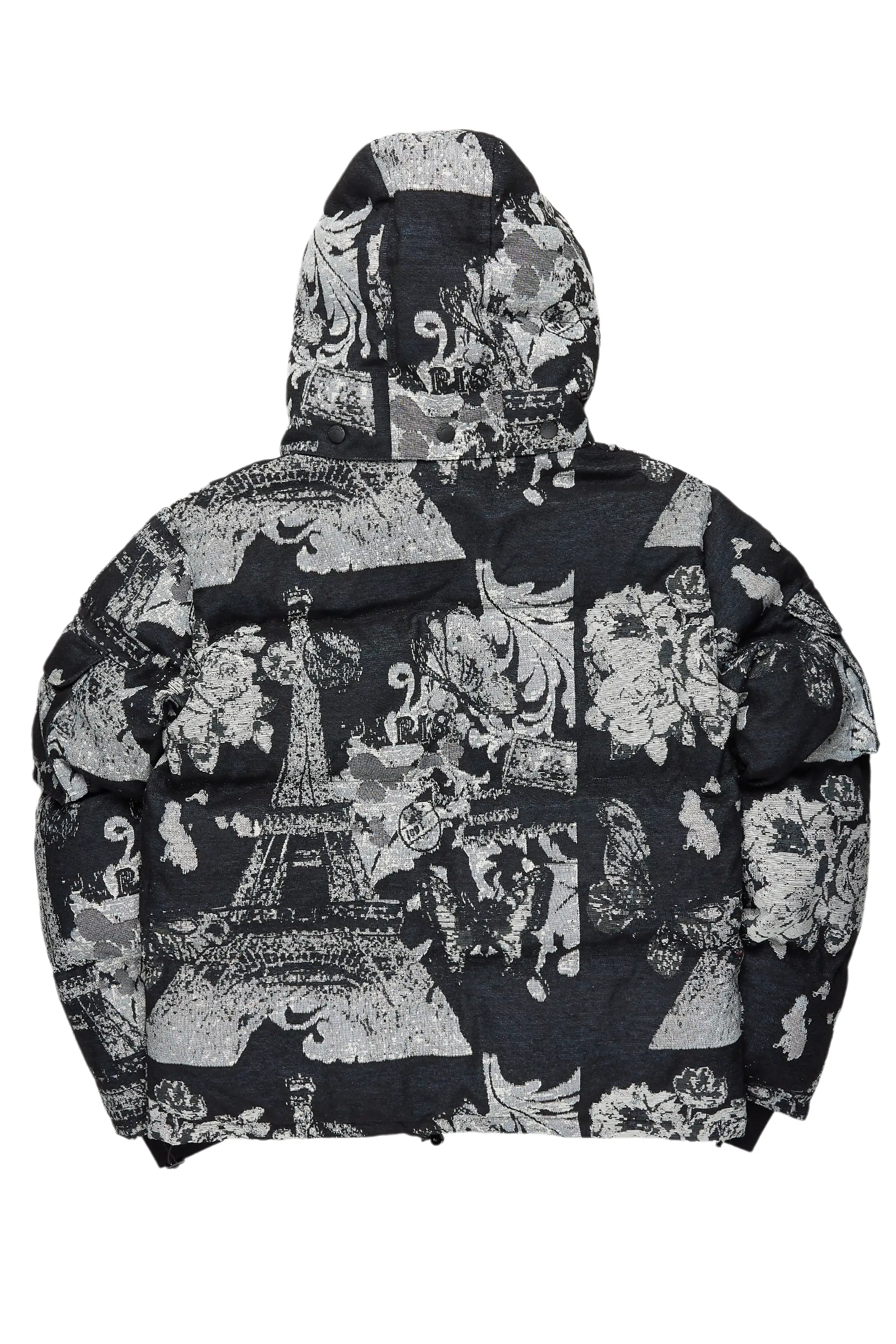 Boys Lamont Black Tapestry Puffer Jacket - Image 4