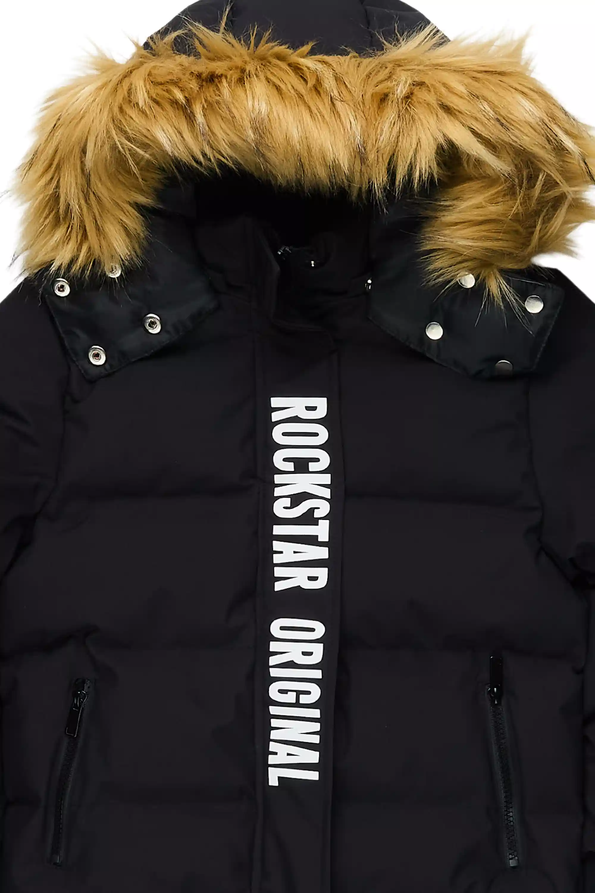 Boys Keoni Black Puffer Jacket - Image 3