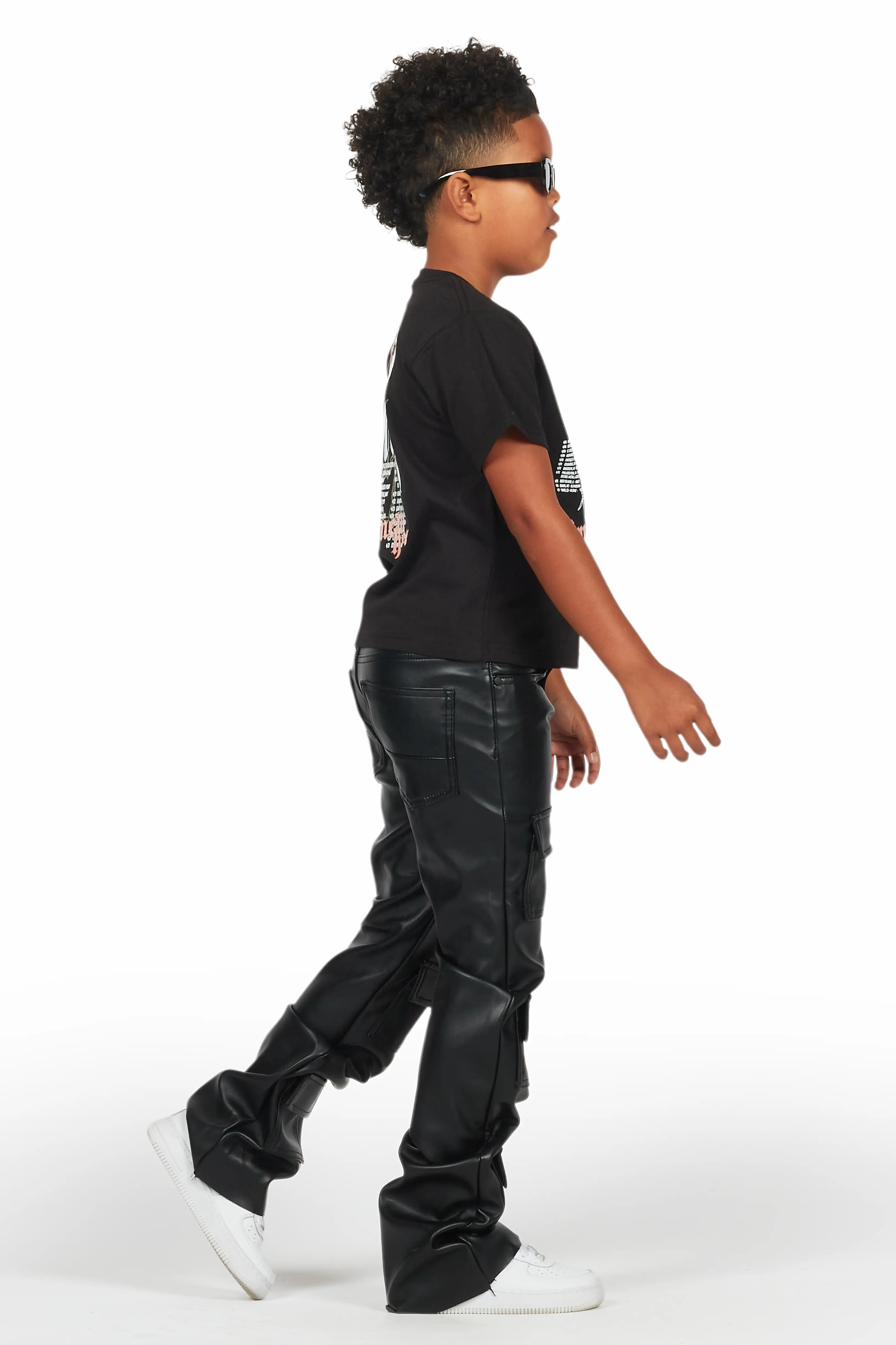 Boys Petrus Black PU Leather Jean - Image 4