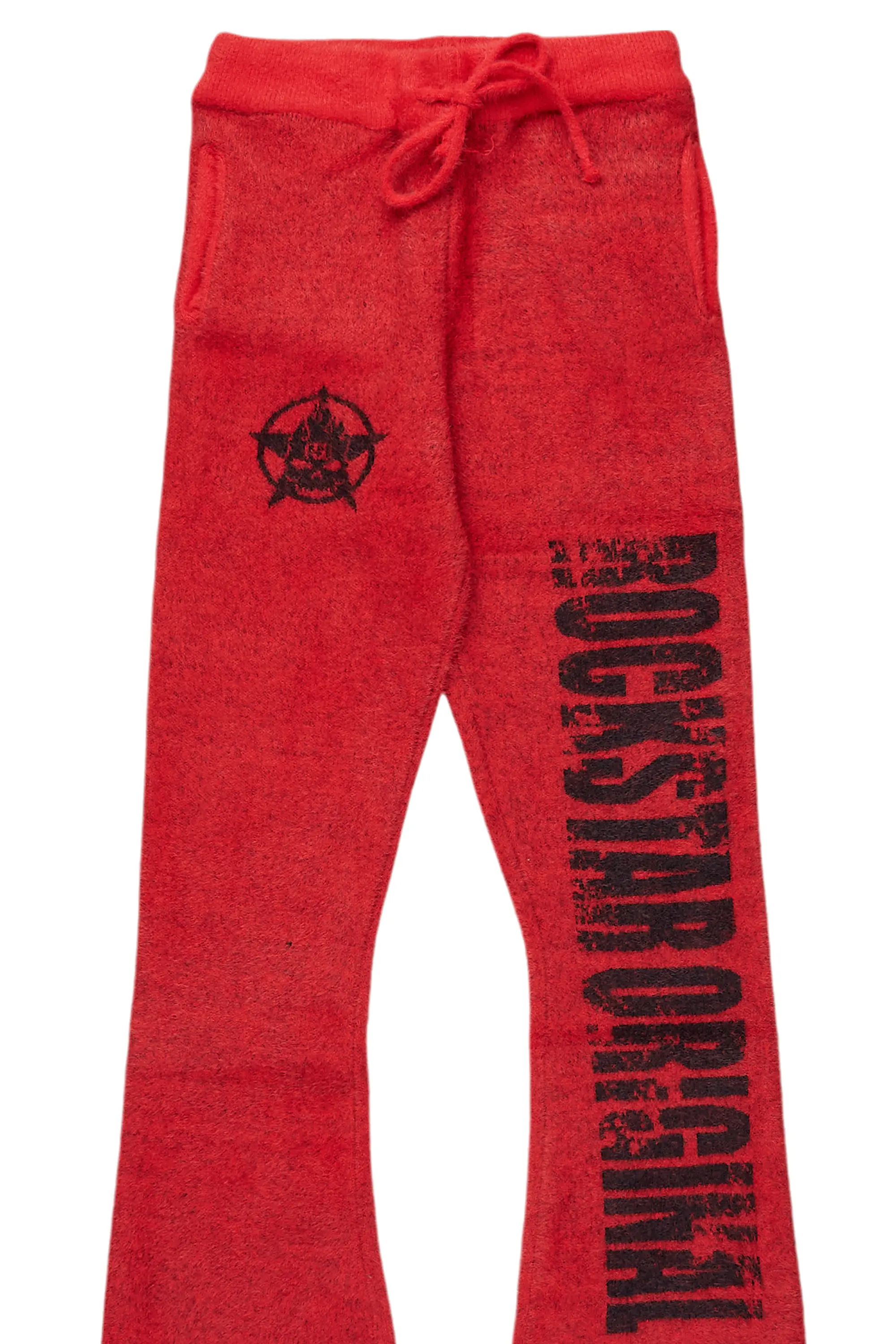 Boys Keve Red Knitted Mohair Flare Sweat Pant - Image 8