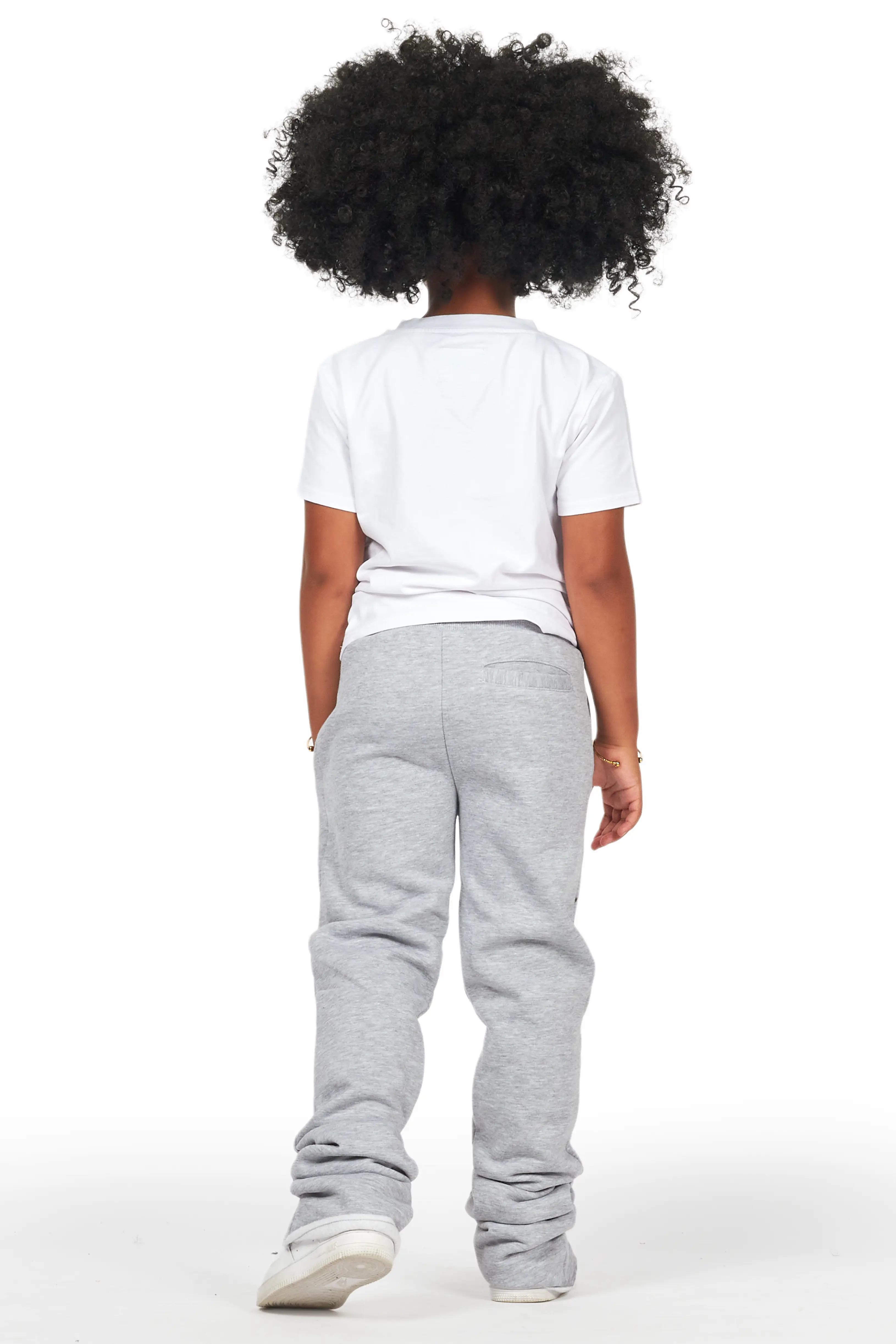Girls Alpanna Heather Grey Super Stacked Trackpant - Image 6
