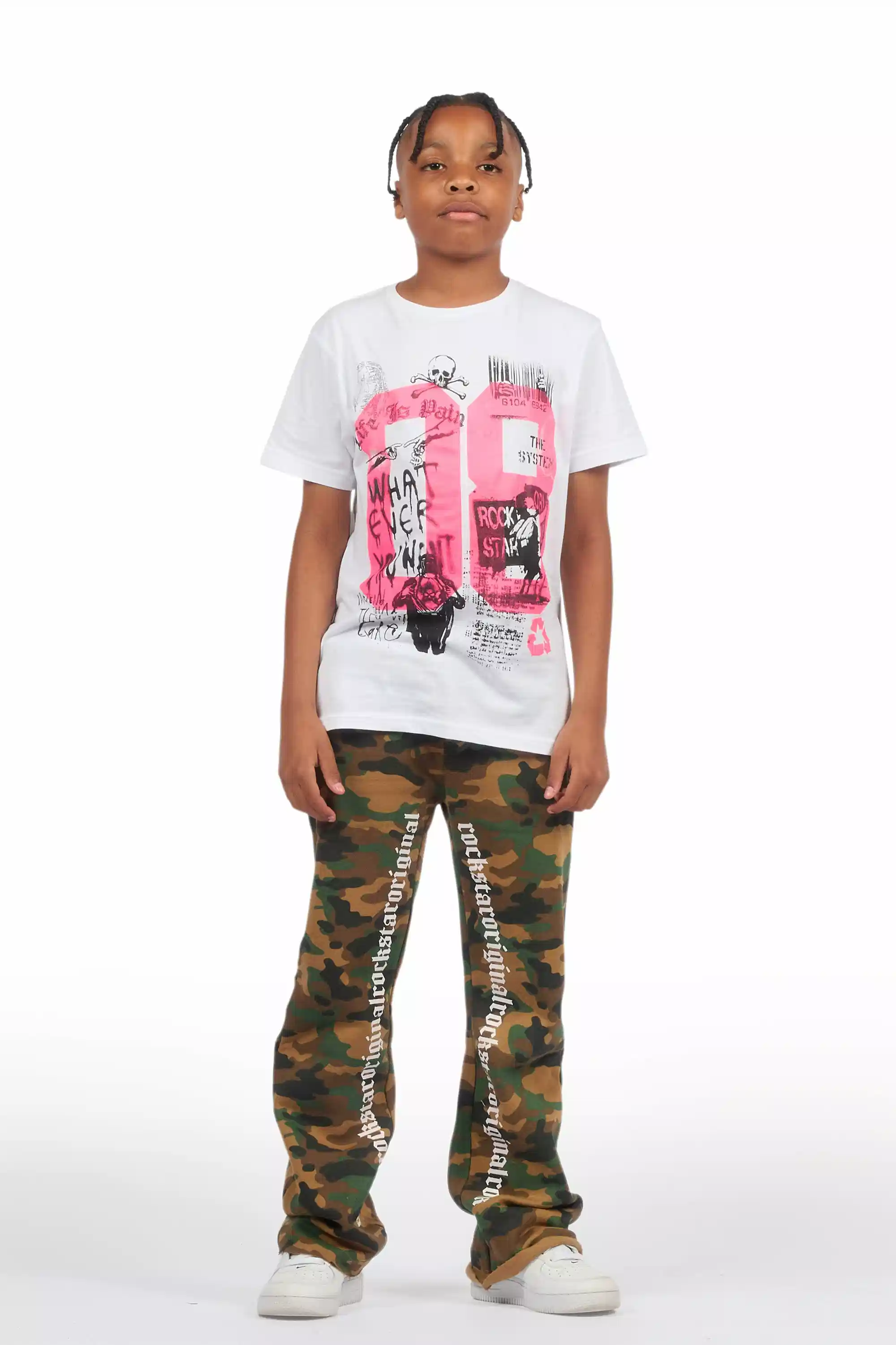 Boys Callie Faded Camo Stacked Flare Pants - Image 3