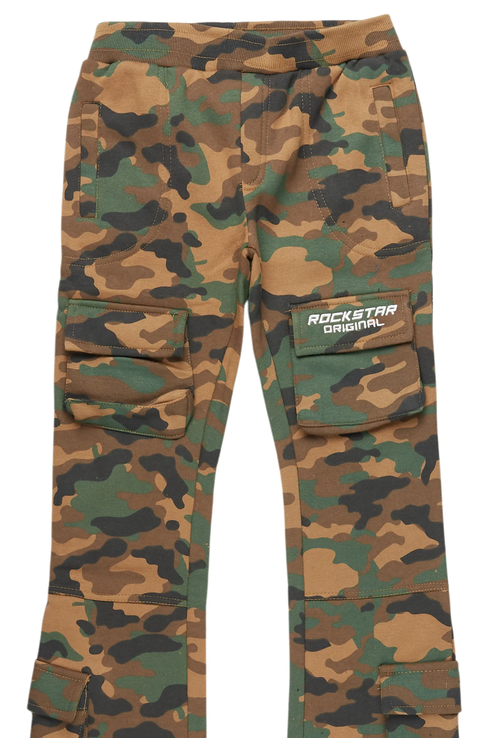 Boys Connor Faded Camo Stacked Flare Track Pant - Image 2
