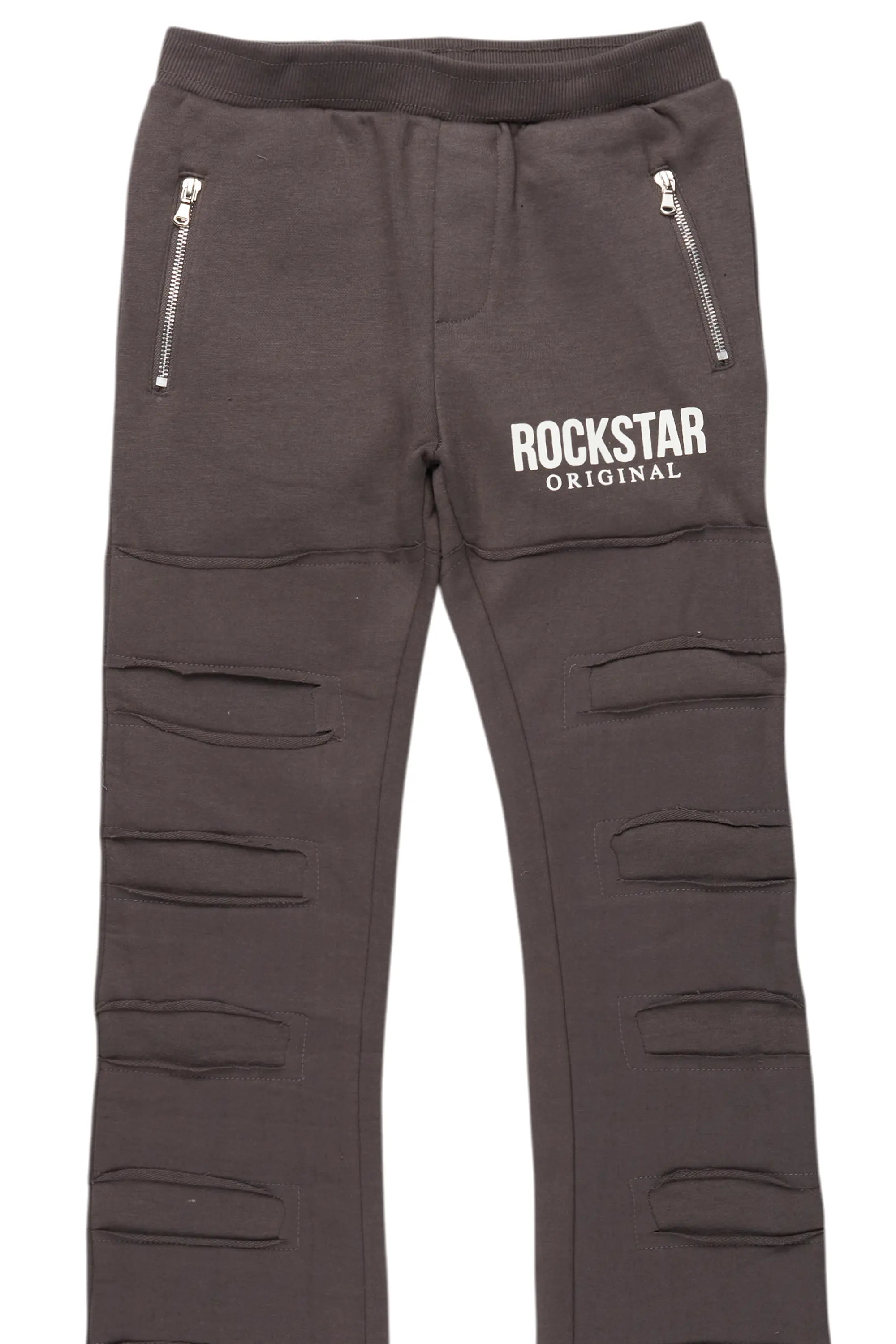Boys Emilio Vintage Grey Stacked Flare Track Pant - Image 8