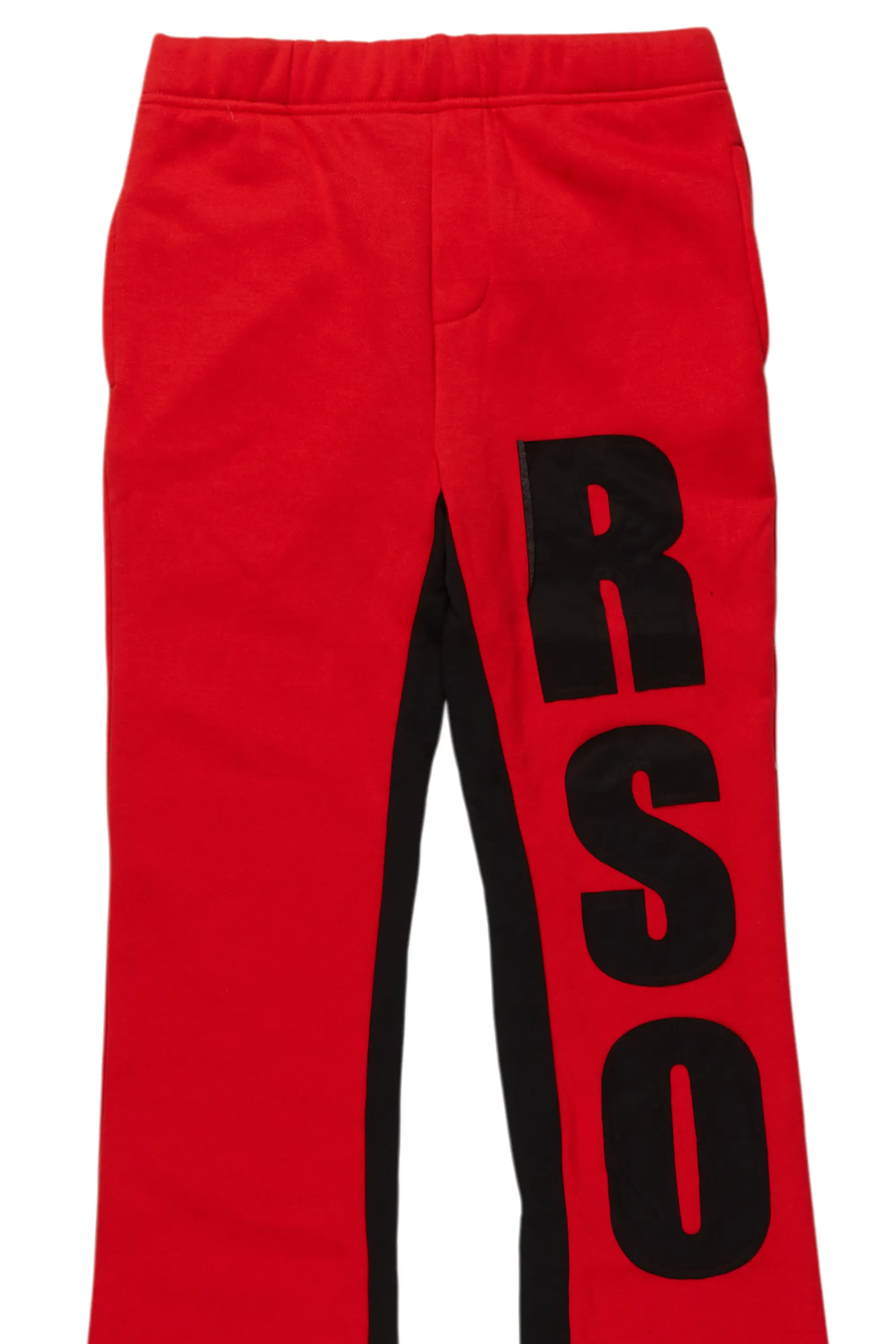 Boys Uko Red Stacked Baggy Flare Pant - Image 8